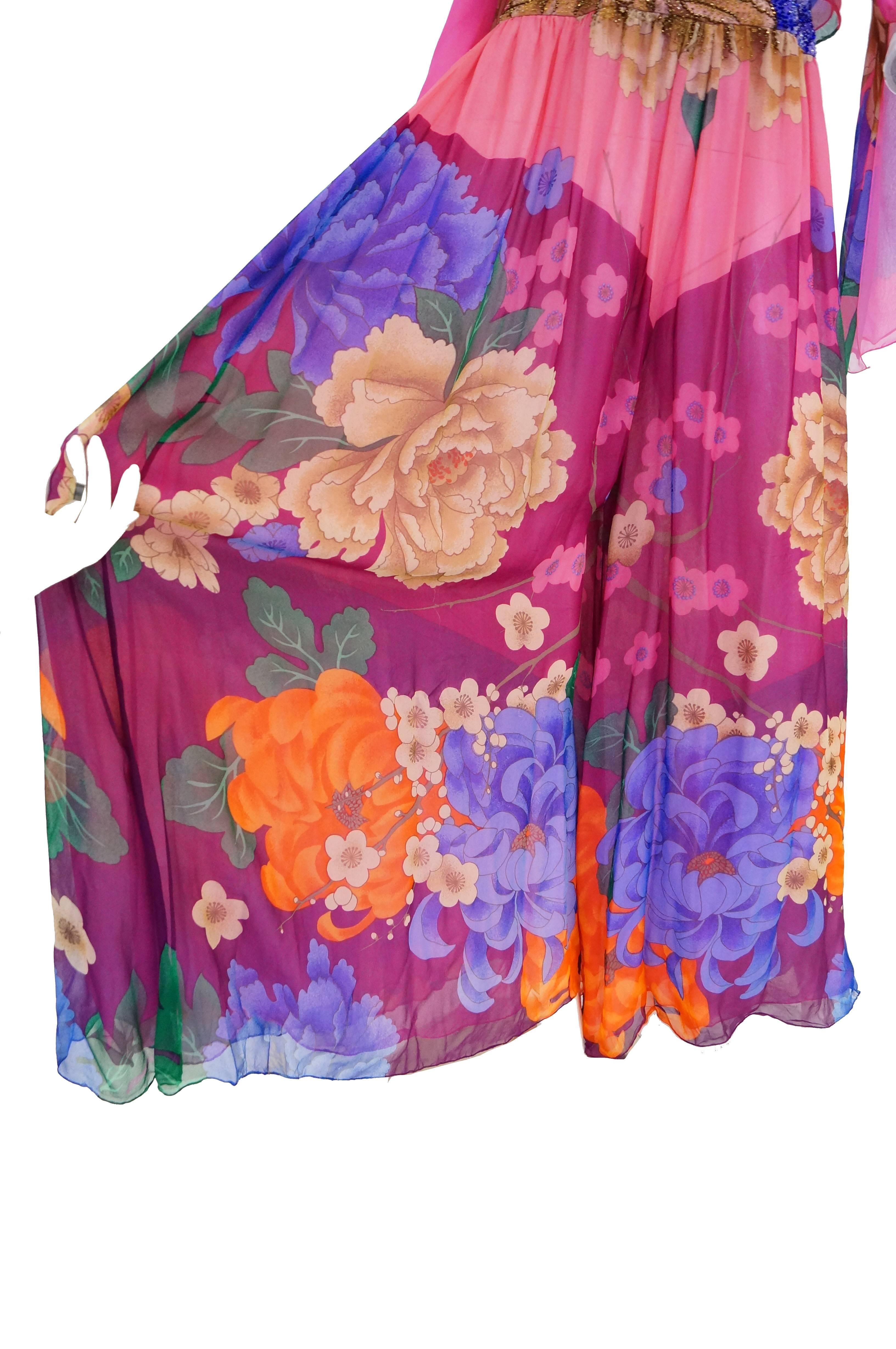 Hanae Mori Silk Floral Jumpsuit, 1970s  For Sale 11