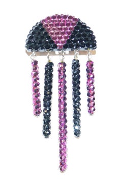 1980s Richard Kerr Art Deco Rhinestone Fringe Earrings