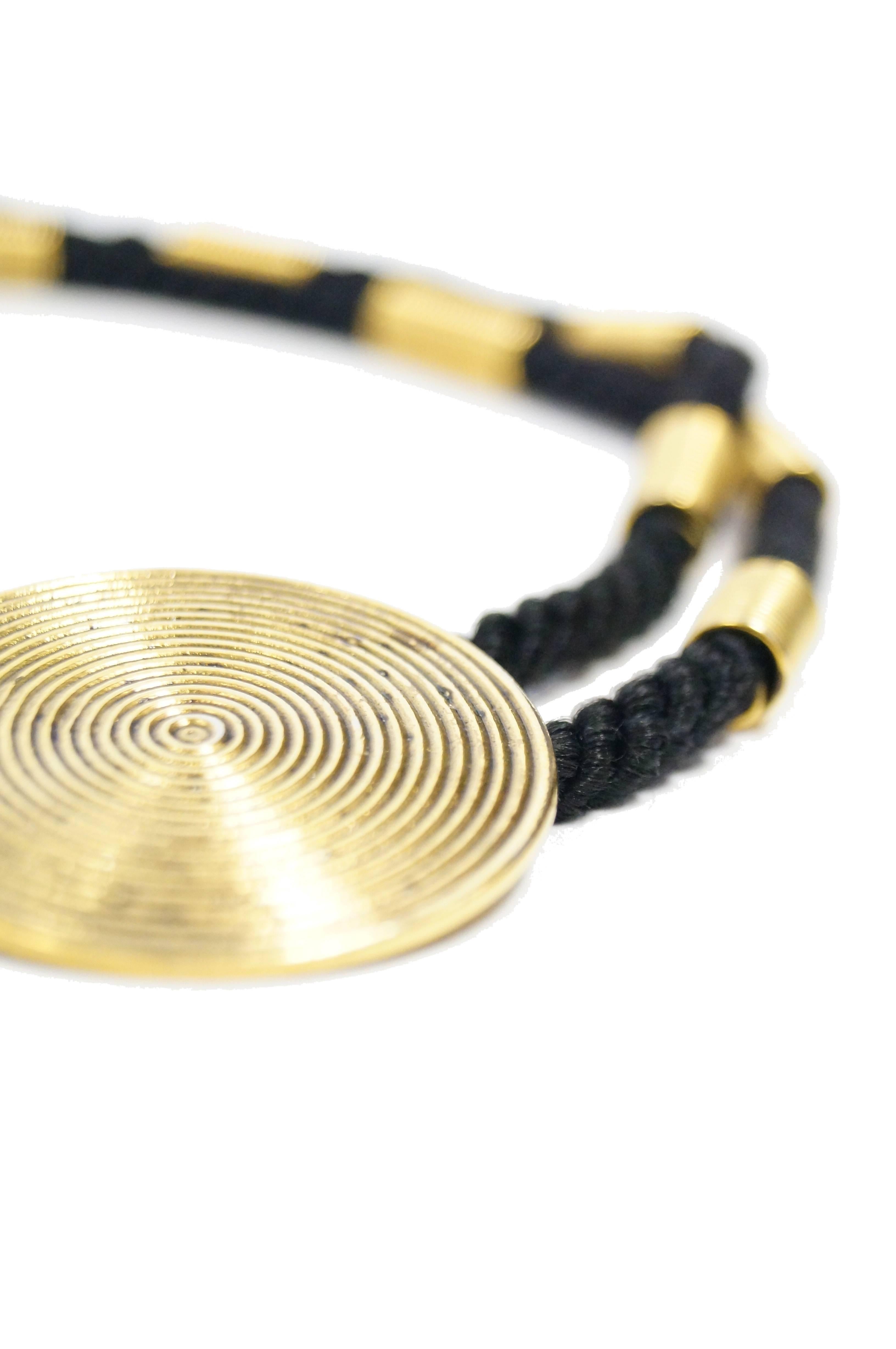 Yves Saint Laurent Modern Silk Braided Choker with Swirl Disk Detail, 1970s  In Excellent Condition In Houston, TX