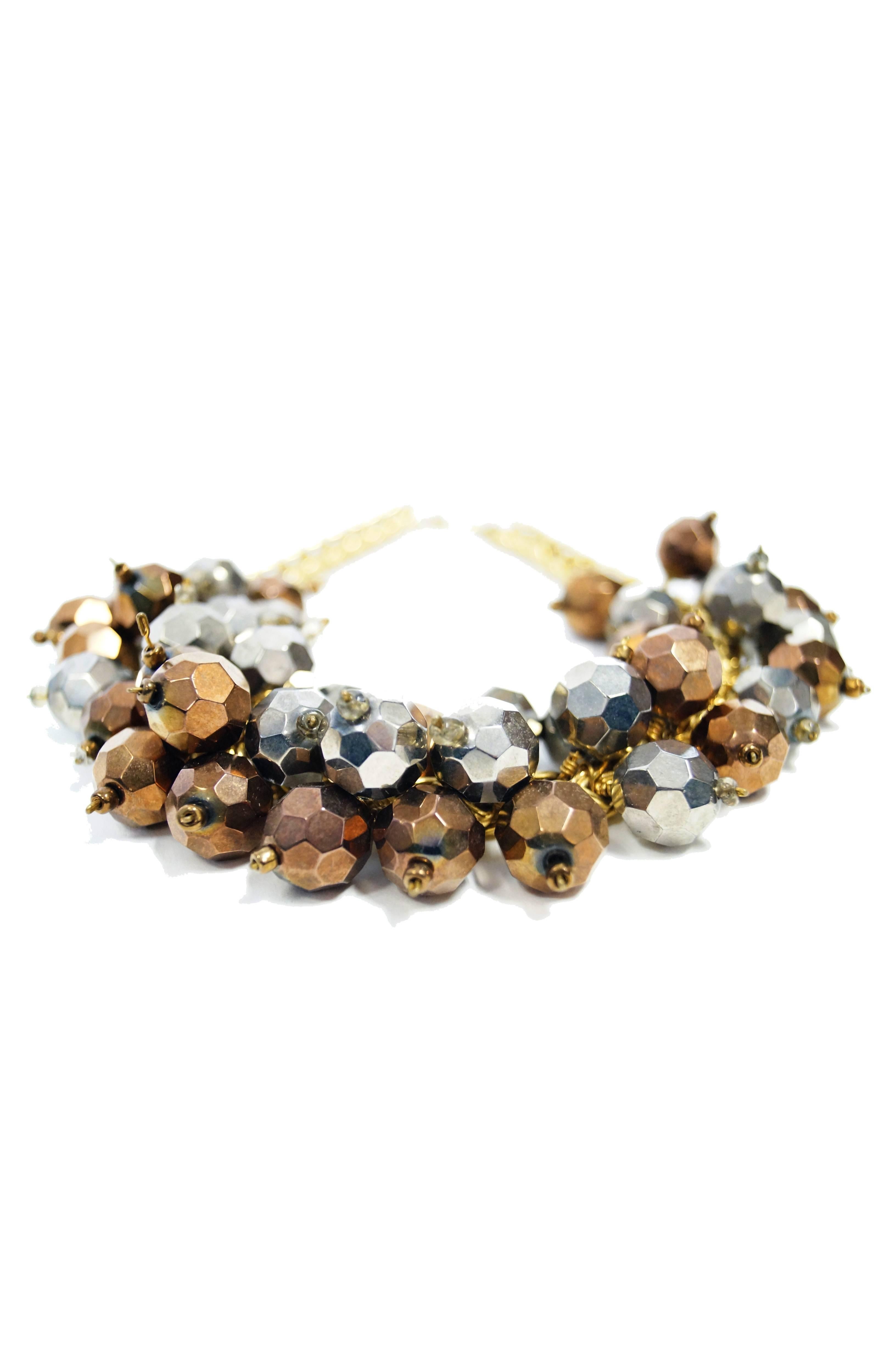1960s Napier Copper and Pewter Tone Bauble Cluster Choker In Excellent Condition In Houston, TX