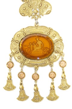 Victorian Revival Cupid and Psyche Intaglio Medallion Necklace, 1960s