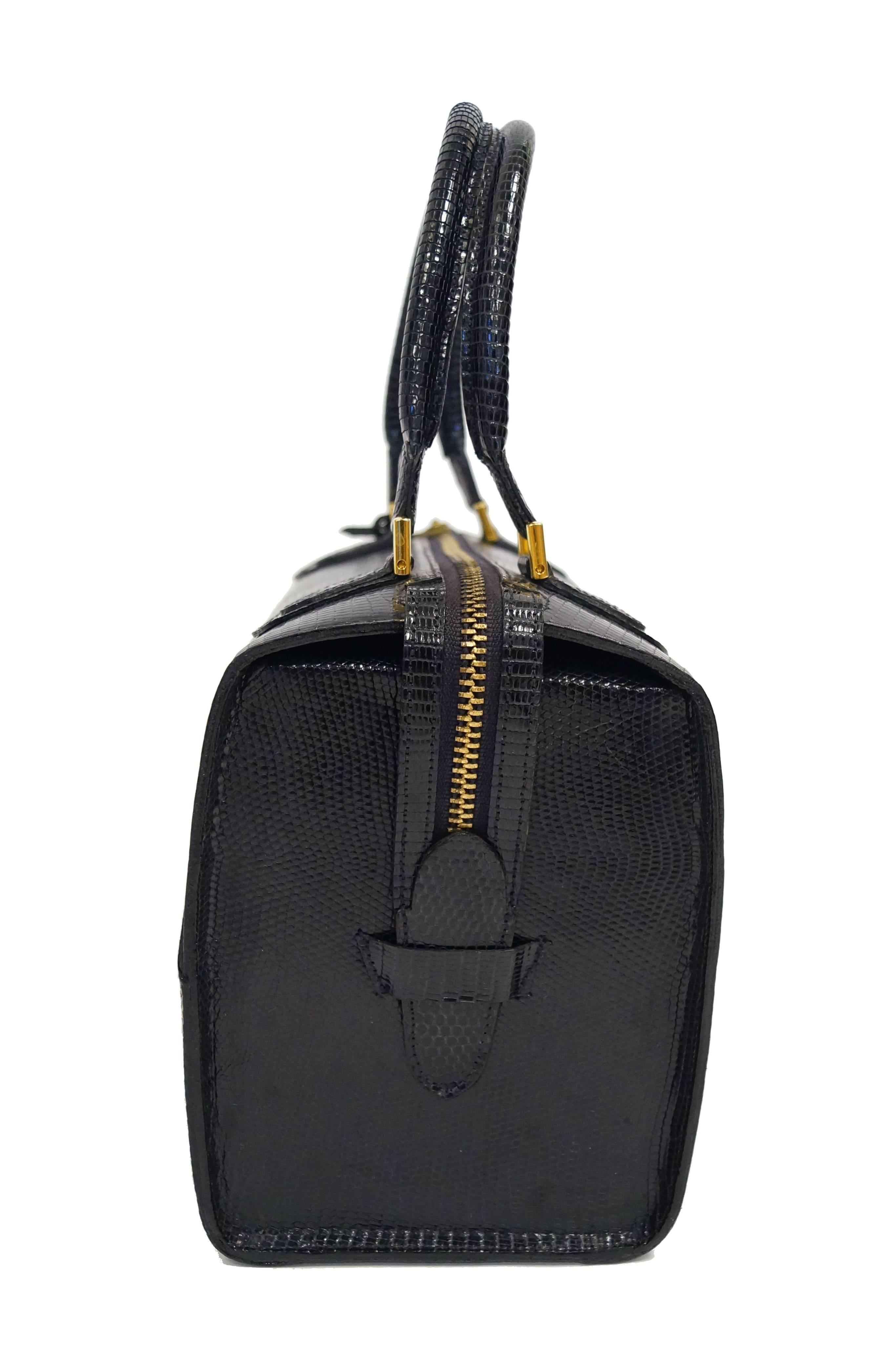 Martin Van Schaak Custom Black Java Lizard Skin Box Bag, 1960s  3