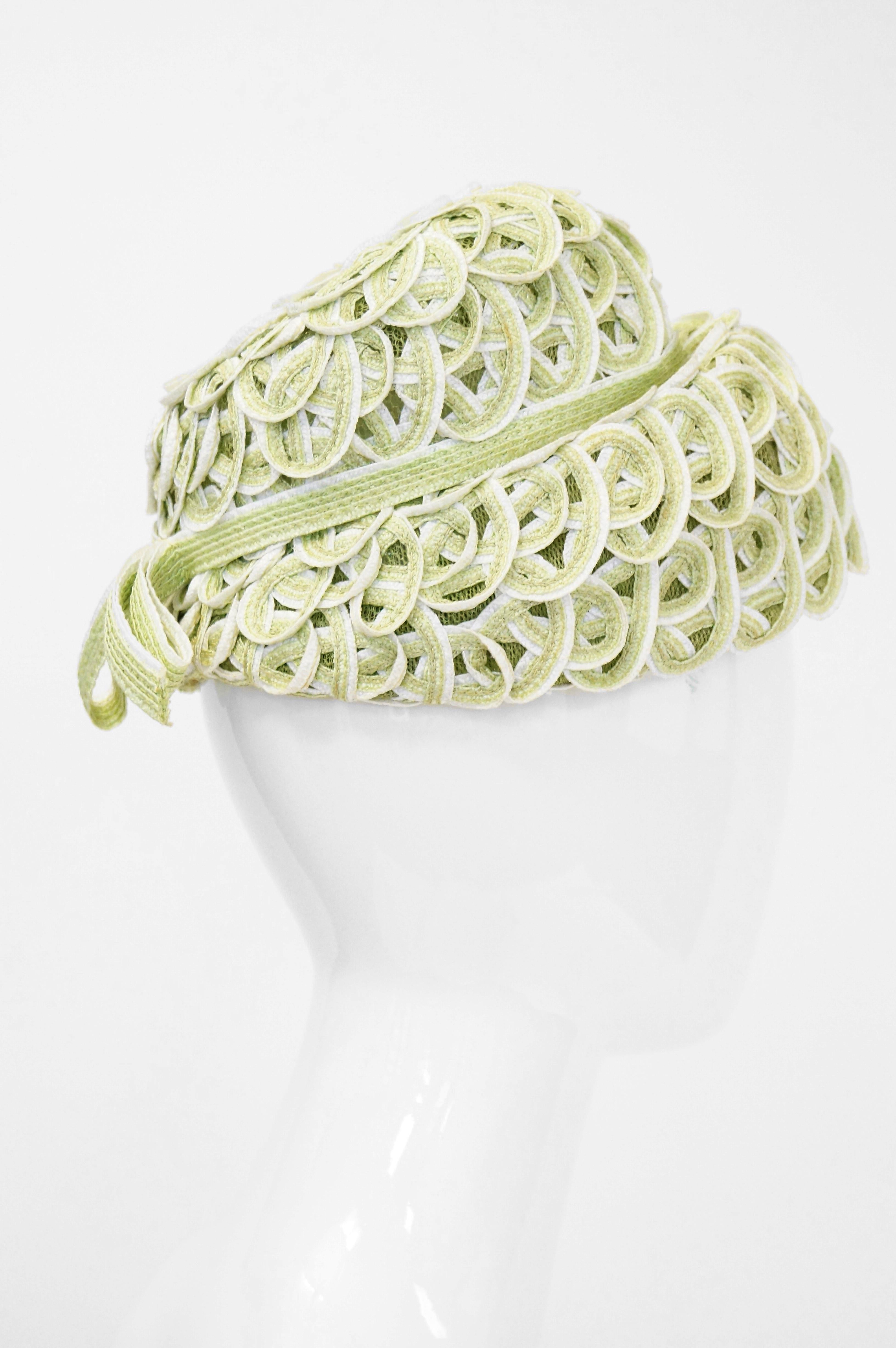 Women's Balenciaga Reproduction Peach Basket Hat in a Subtle Green, 1950s  For Sale