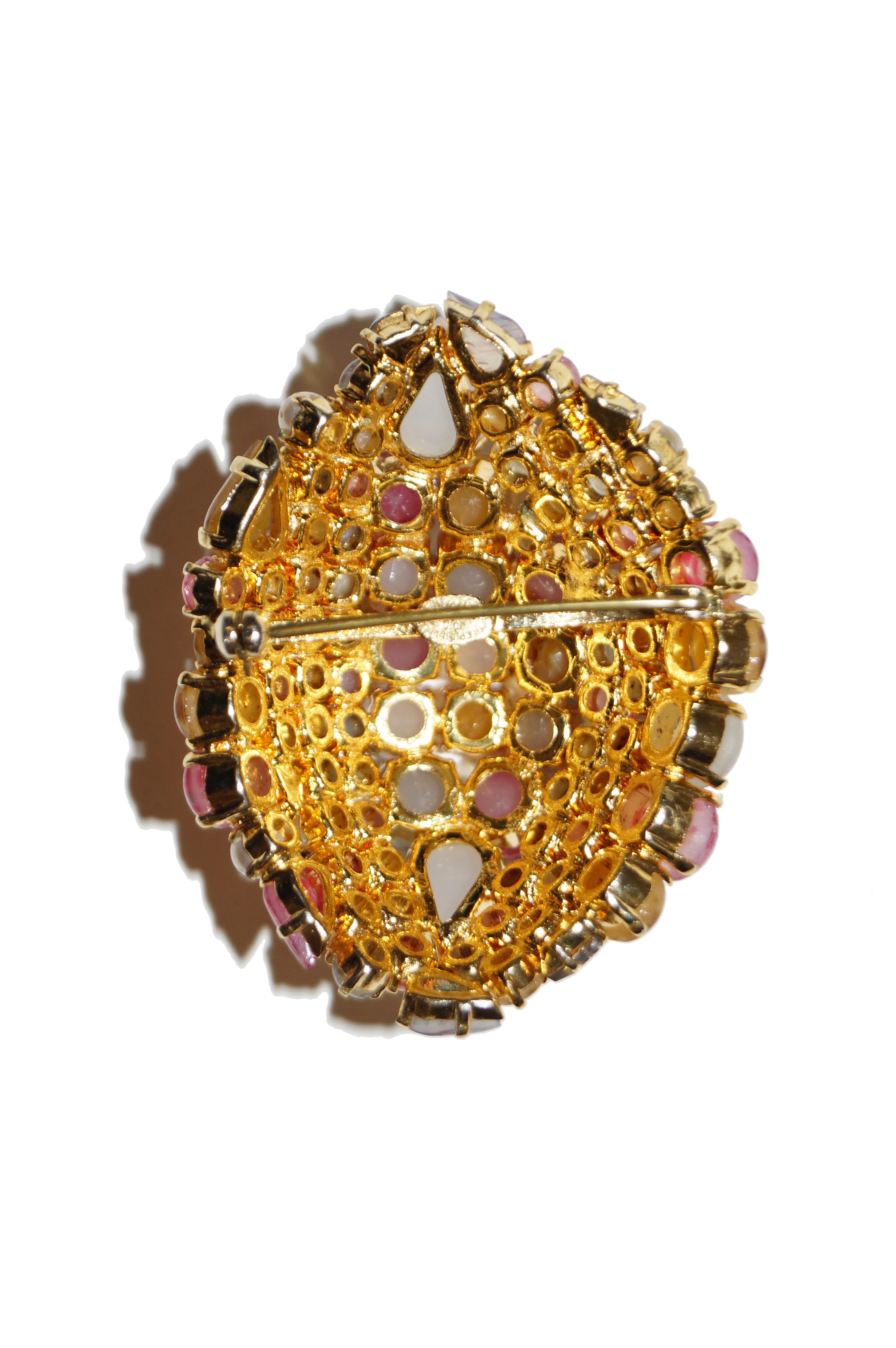 Christian Dior Glass Cabochon Cluster Brooch, 1963  For Sale 1