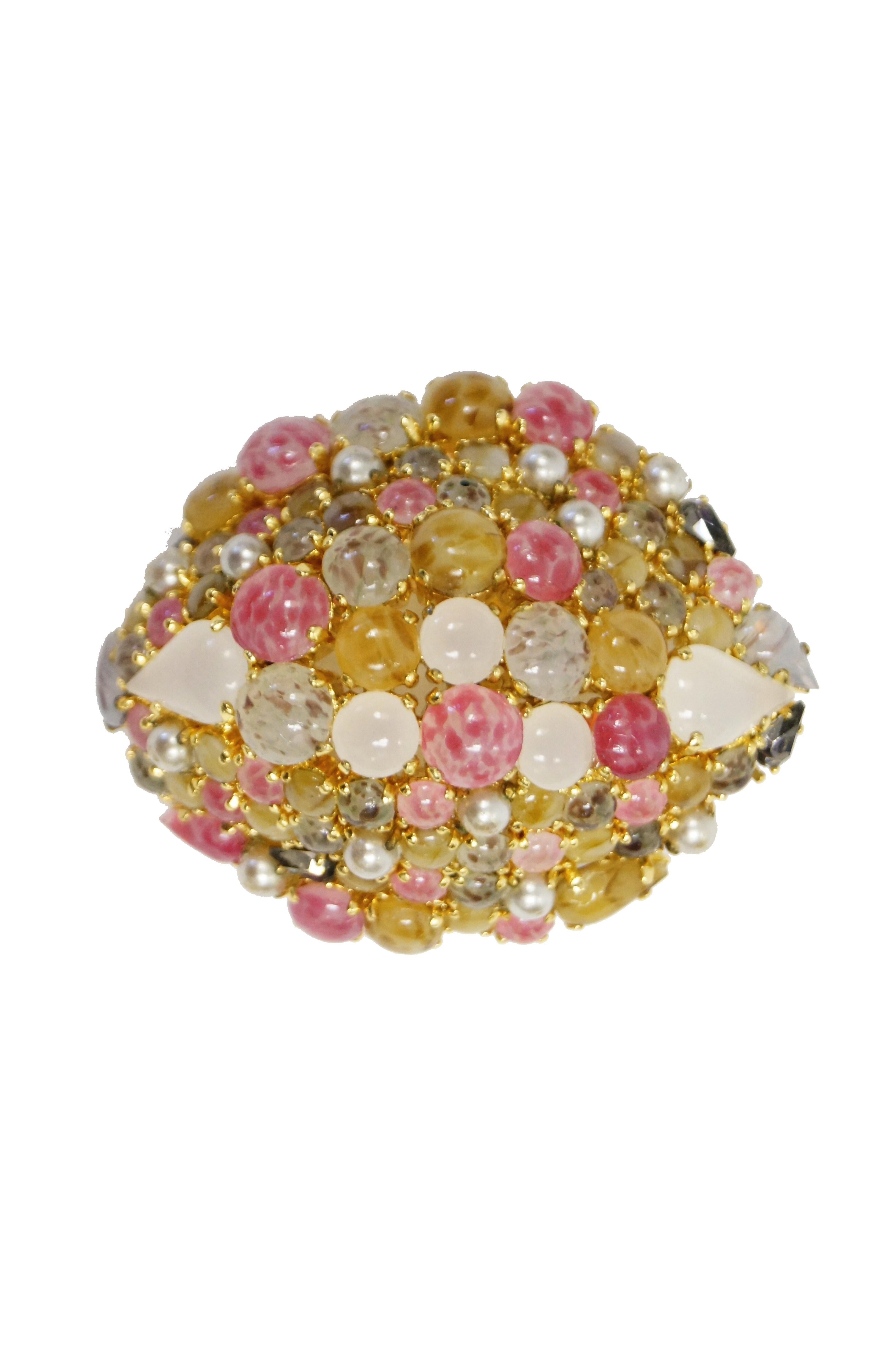 Christian Dior Glass Cabochon Cluster Brooch, 1963  For Sale 2
