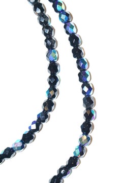 Vintage Givenchy Iridescent Glass Bead Opera Length Necklace