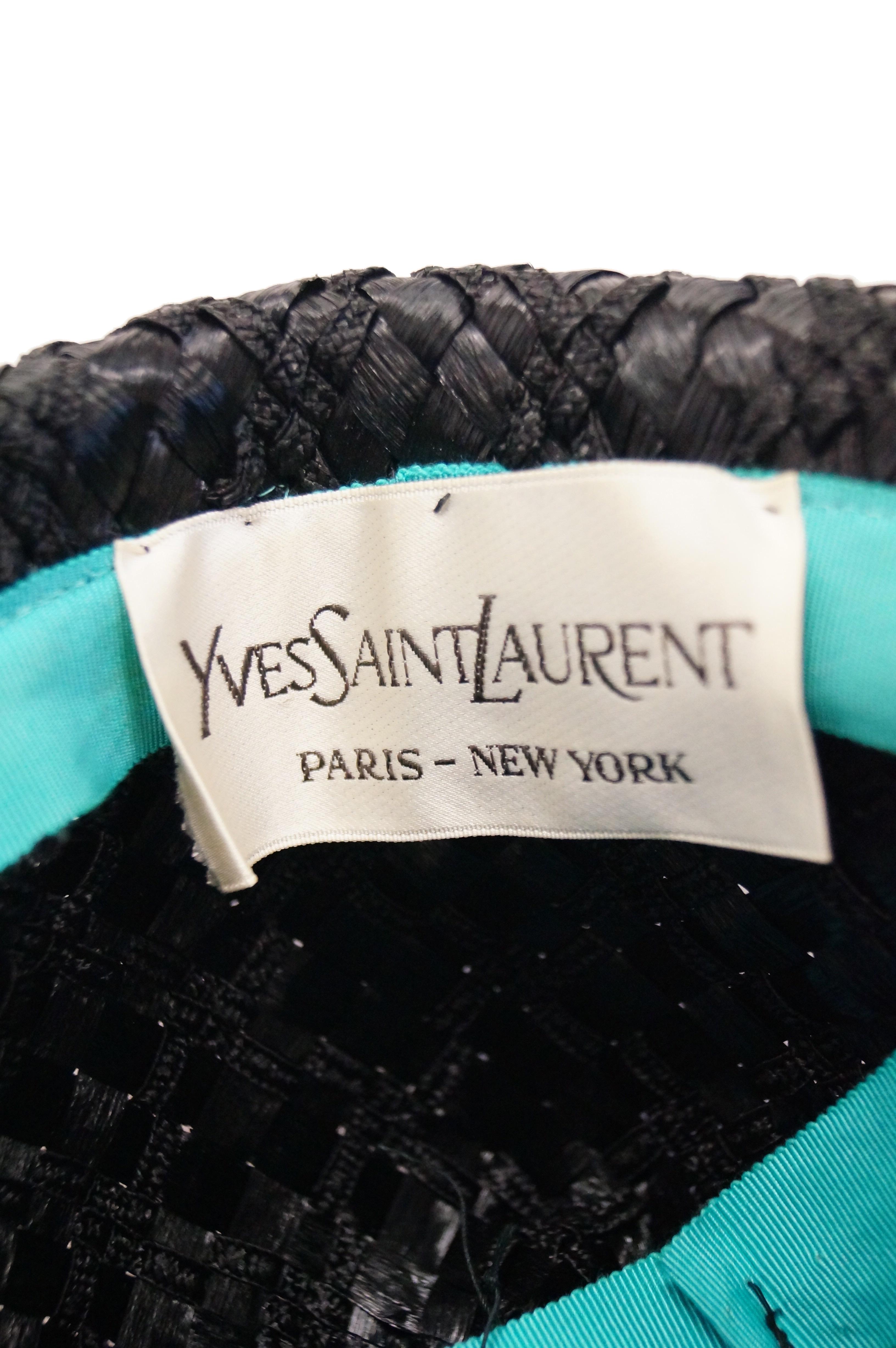 Early 1980s Yves Saint Laurent Woven Trilby Sun Hat For Sale 1