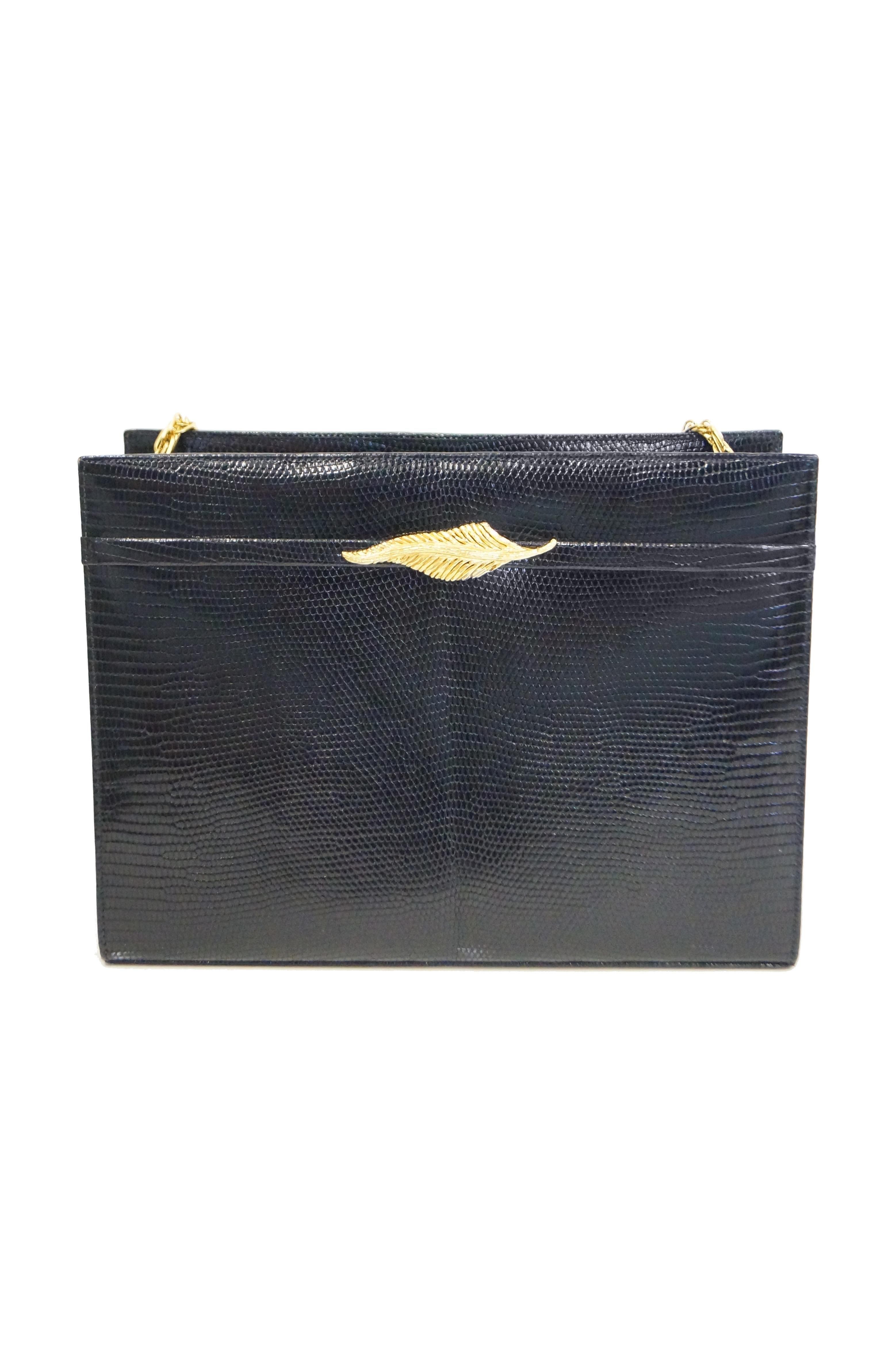 Martin Van Schaak Black Lizard Handbag, 1960s  3