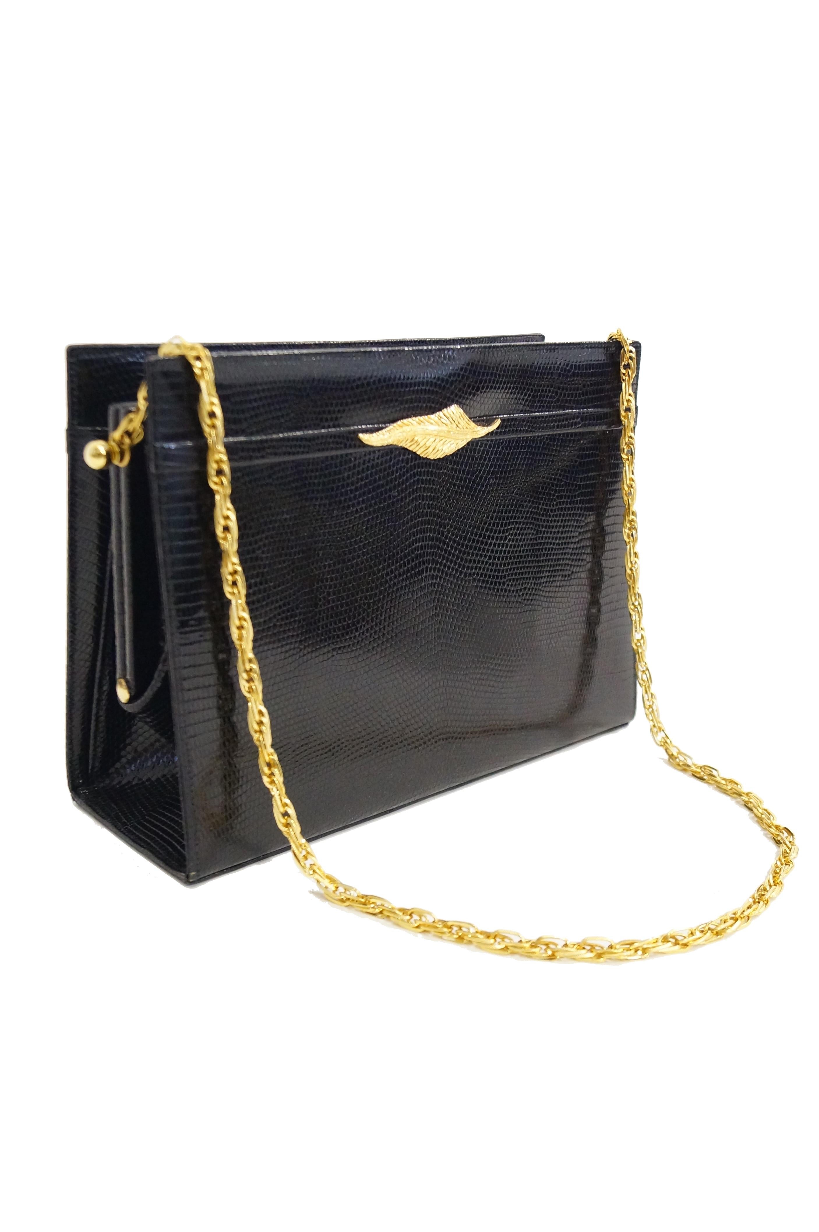 Women's Martin Van Schaak Black Lizard Handbag, 1960s 