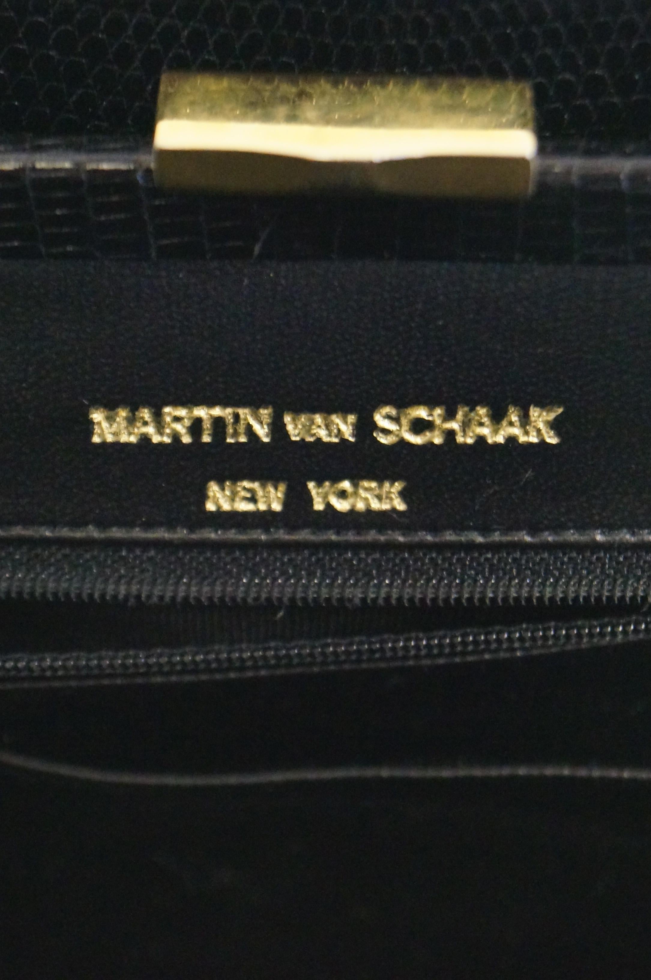 Martin Van Schaak Black Lizard Handbag, 1960s  6