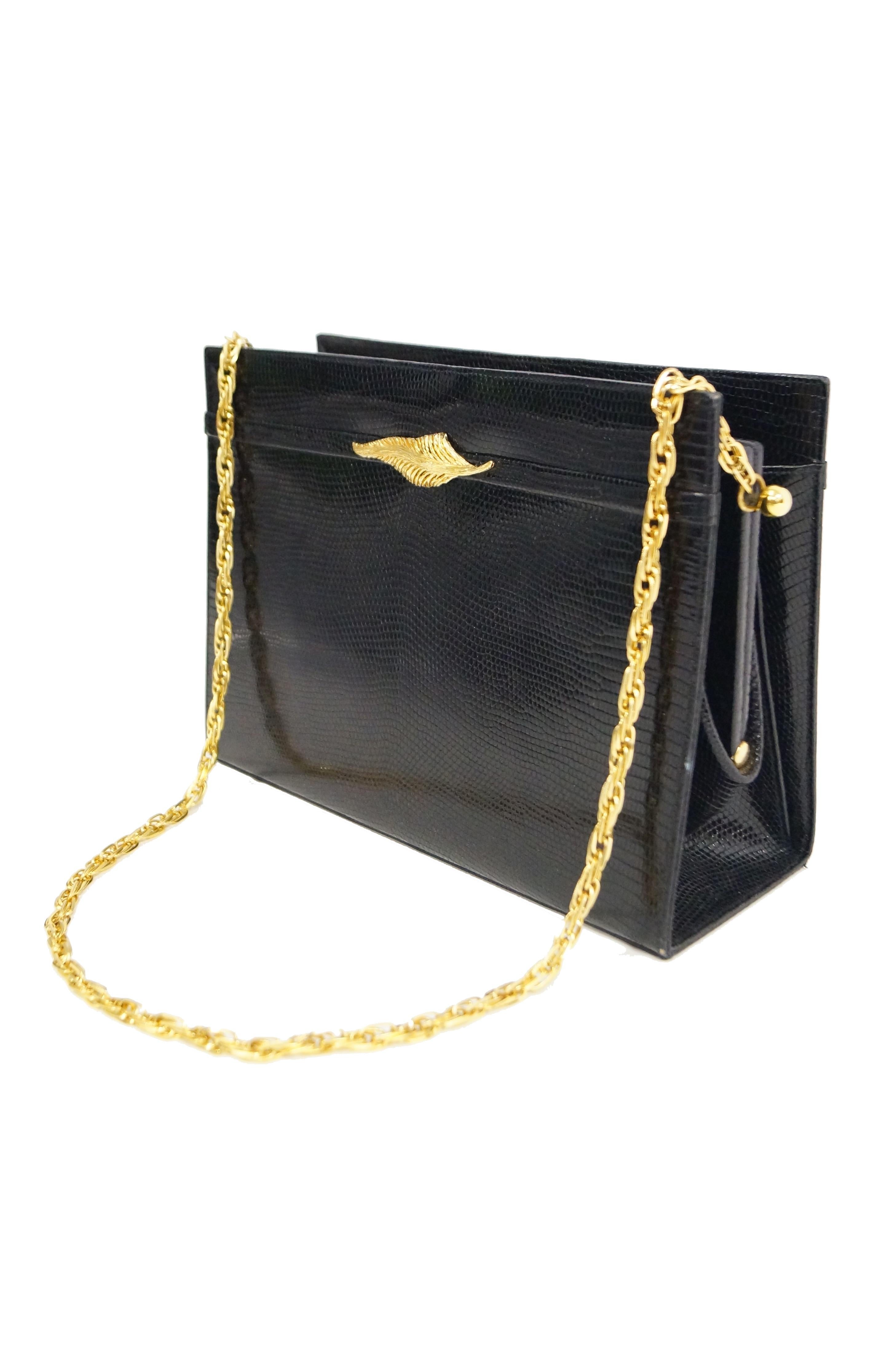 Martin Van Schaak Black Lizard Handbag, 1960s  In Excellent Condition In Houston, TX