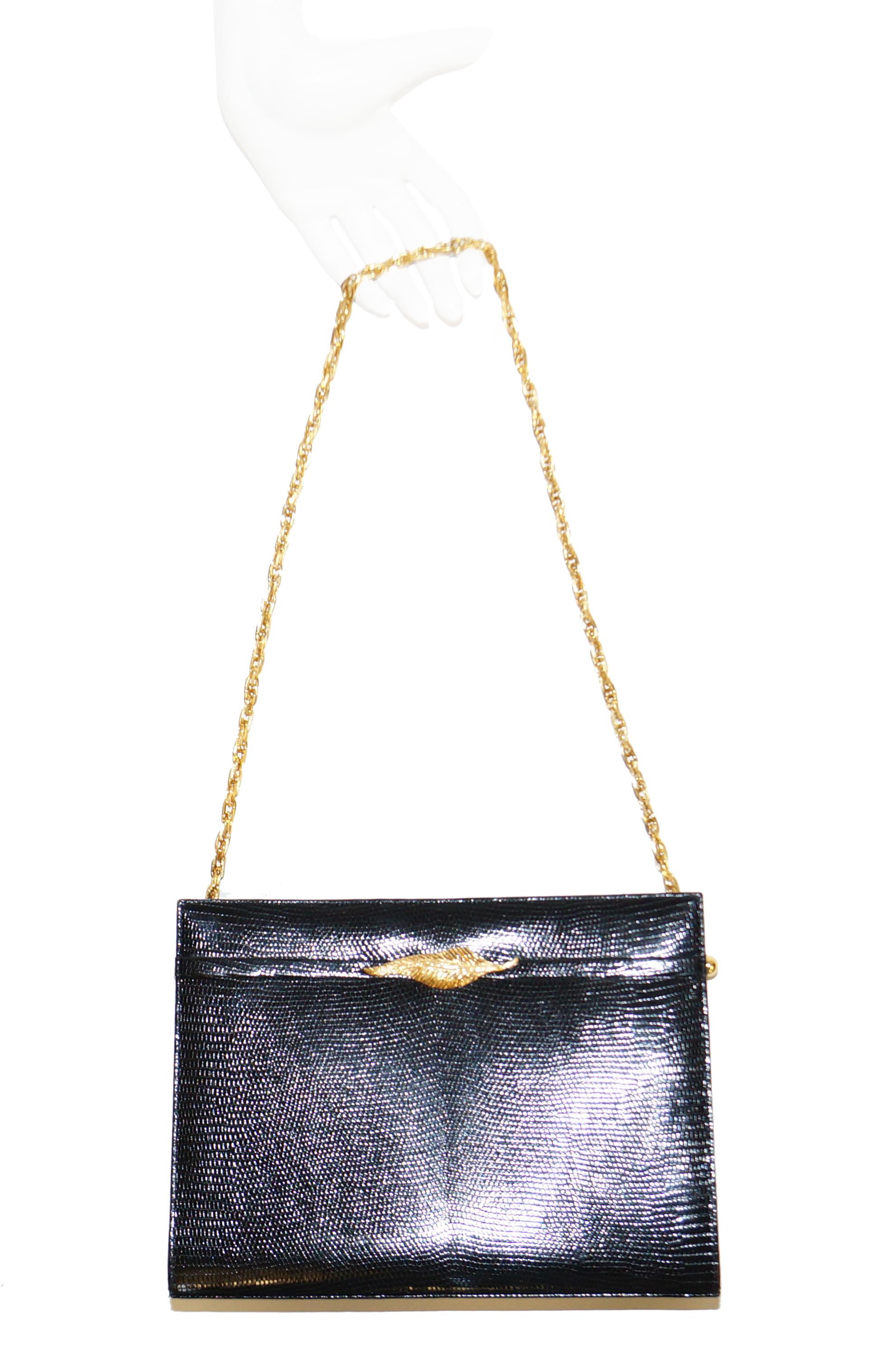 Martin Van Schaak Black Lizard Handbag, 1960s  7