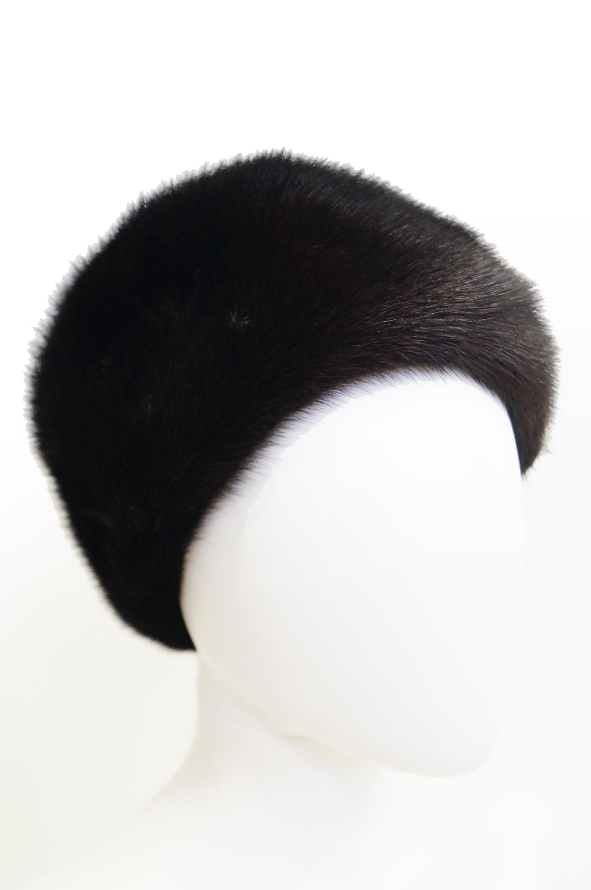 Black Dior Mink Chapeau Fur Hat, 1950s 