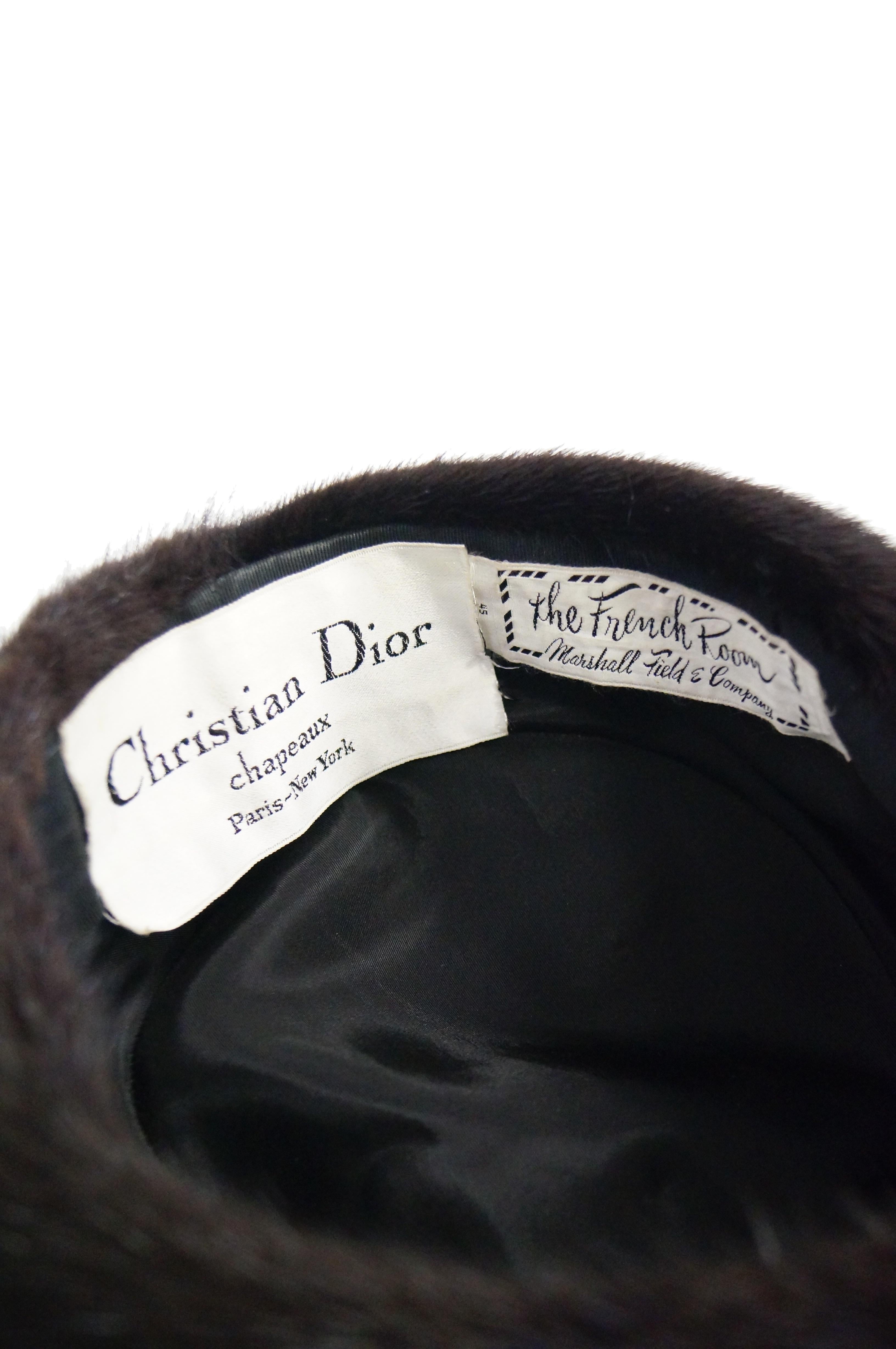 Women's Dior Mink Chapeau Fur Hat, 1950s 