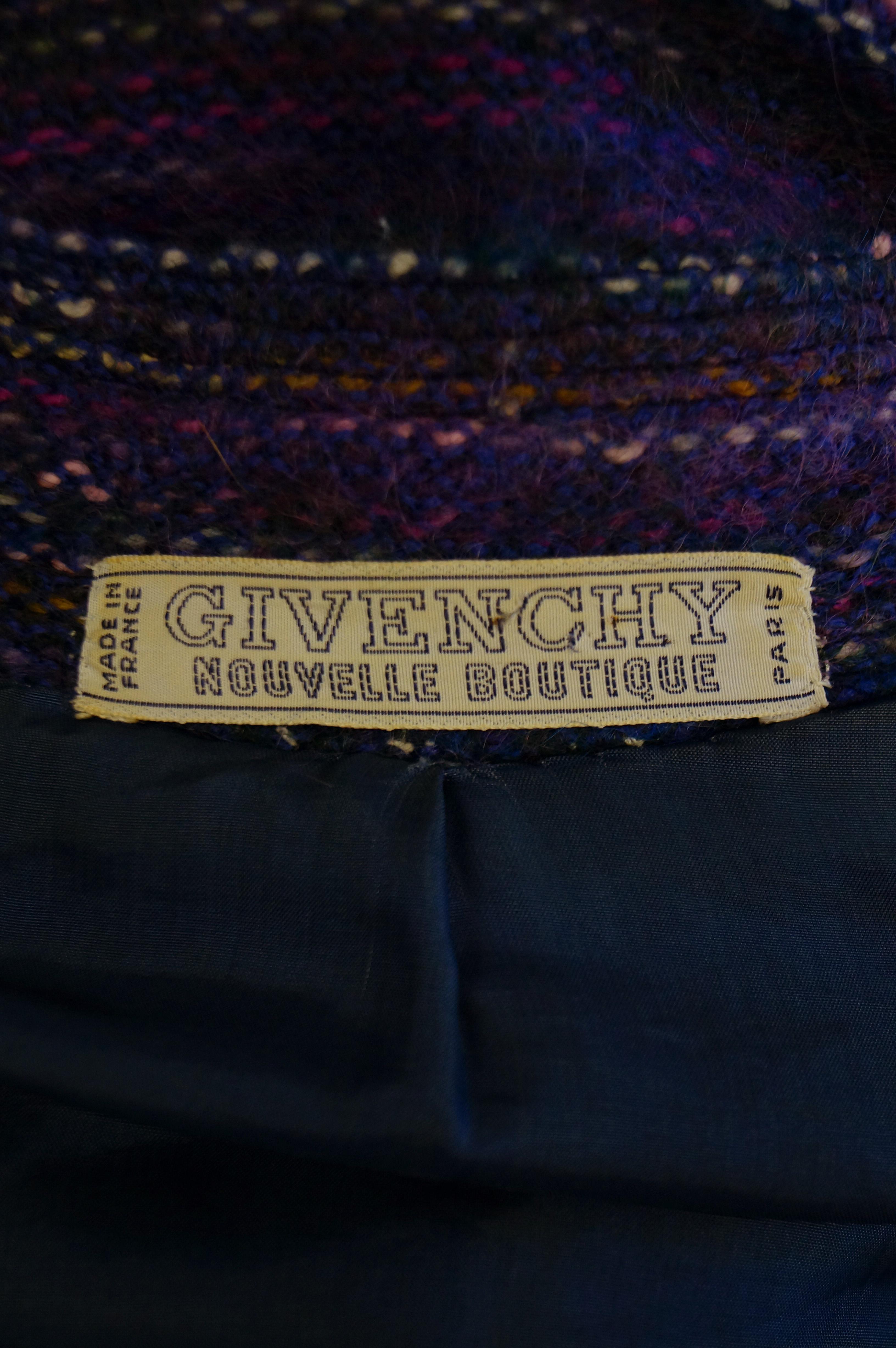 1960s Givenchy Aubergine Angora Wool Shift Dress 3