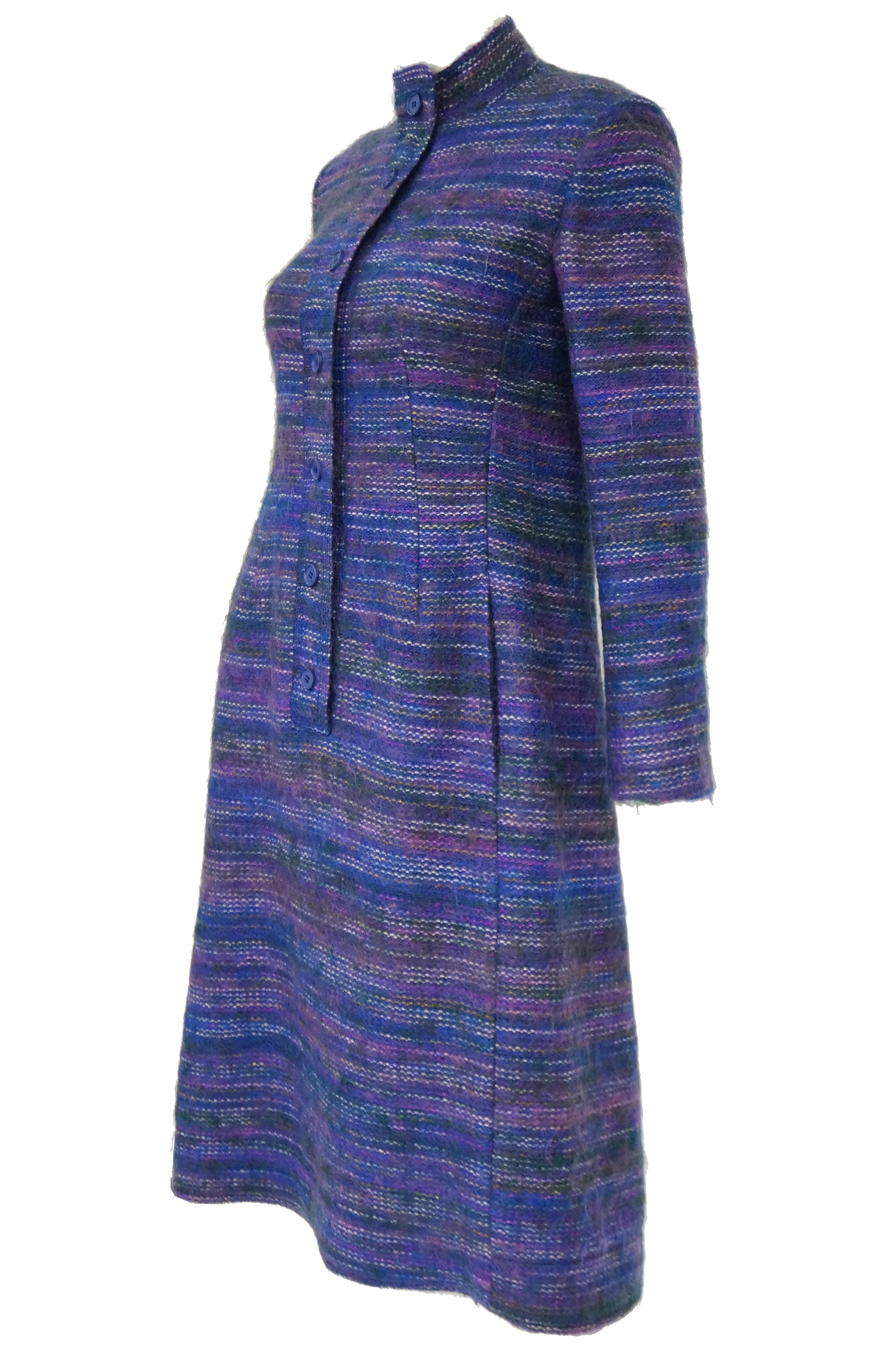 Purple 1960s Givenchy Aubergine Angora Wool Shift Dress