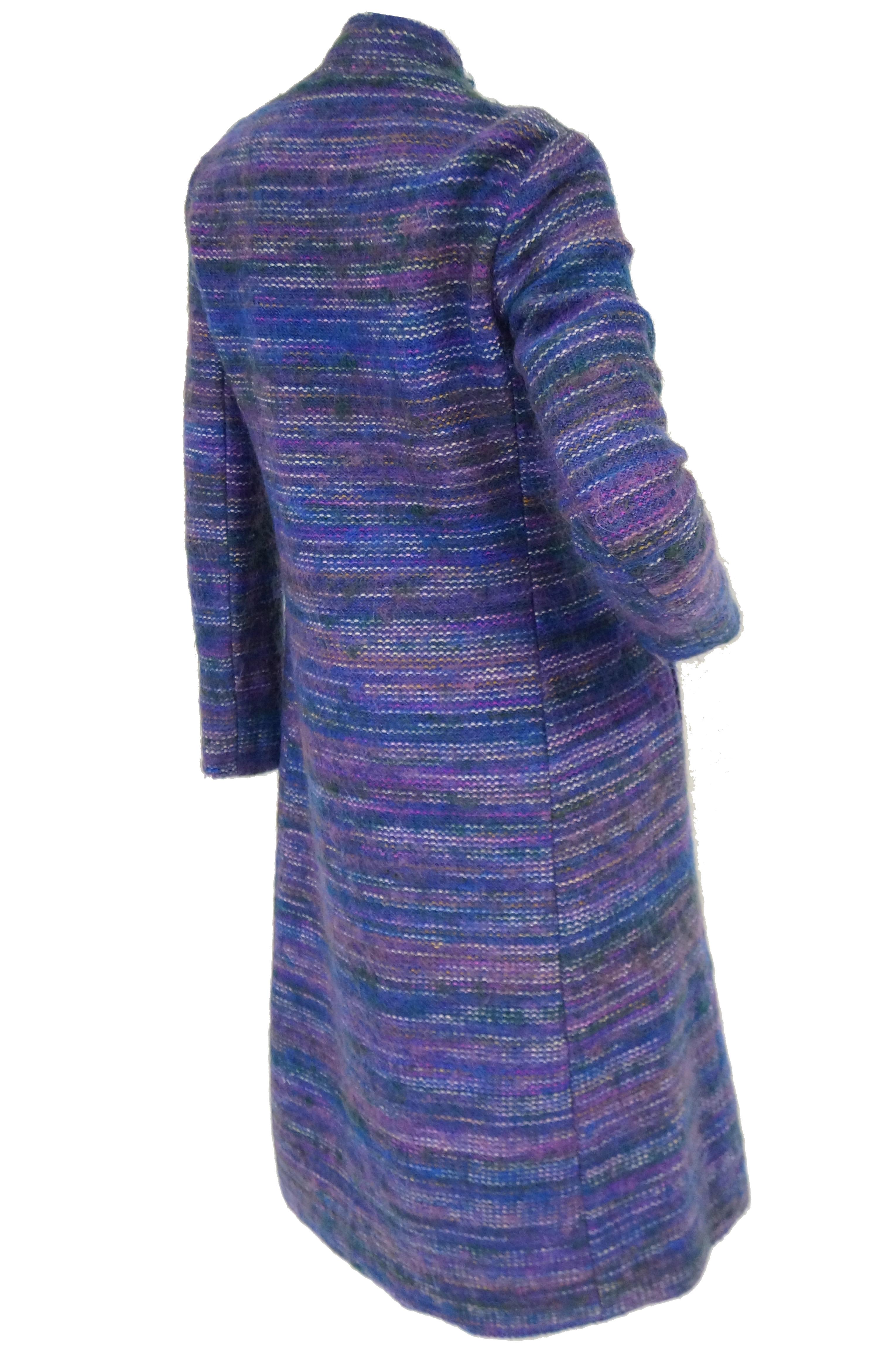 1960s Givenchy Aubergine Angora Wool Shift Dress 1