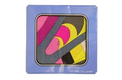 1960s Emilio Pucci Pink Geometric Silk Scarf In Original Sleeve