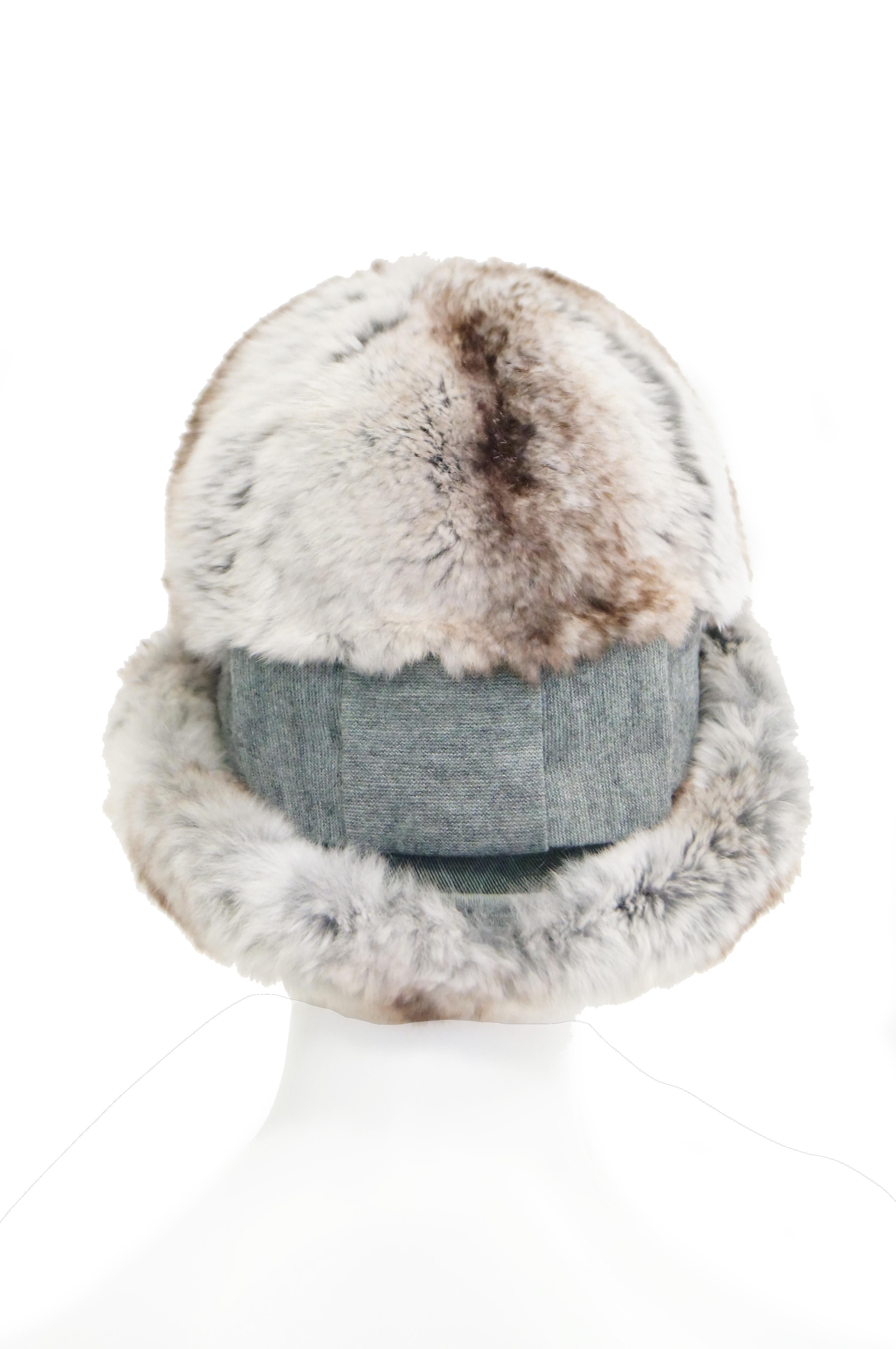 Gray 1960s Dior Chapeau Chinchilla Hat with Grossgrain Detail