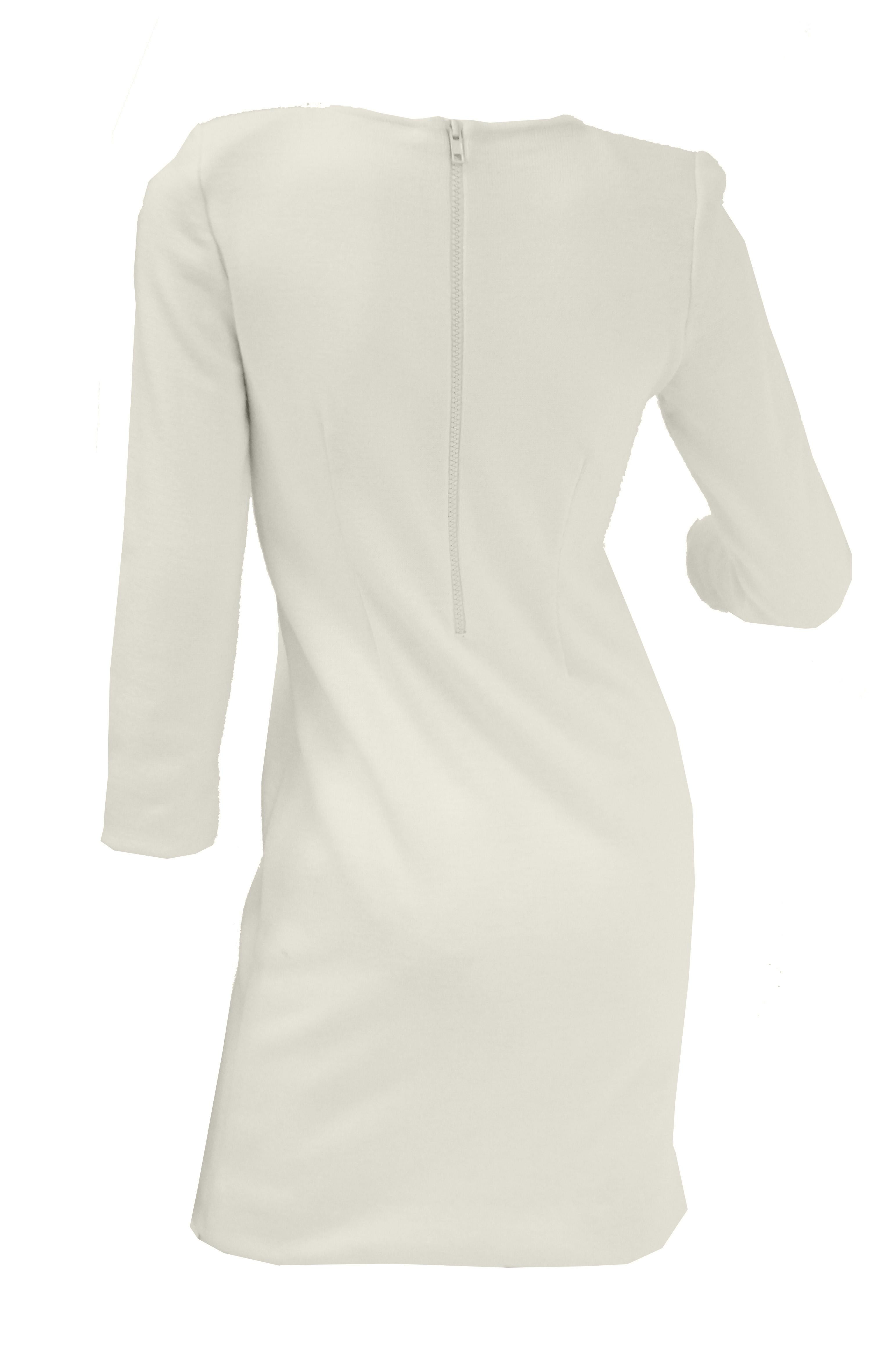 Beige 1960s MOD Cream Knit Wear Dot Dress