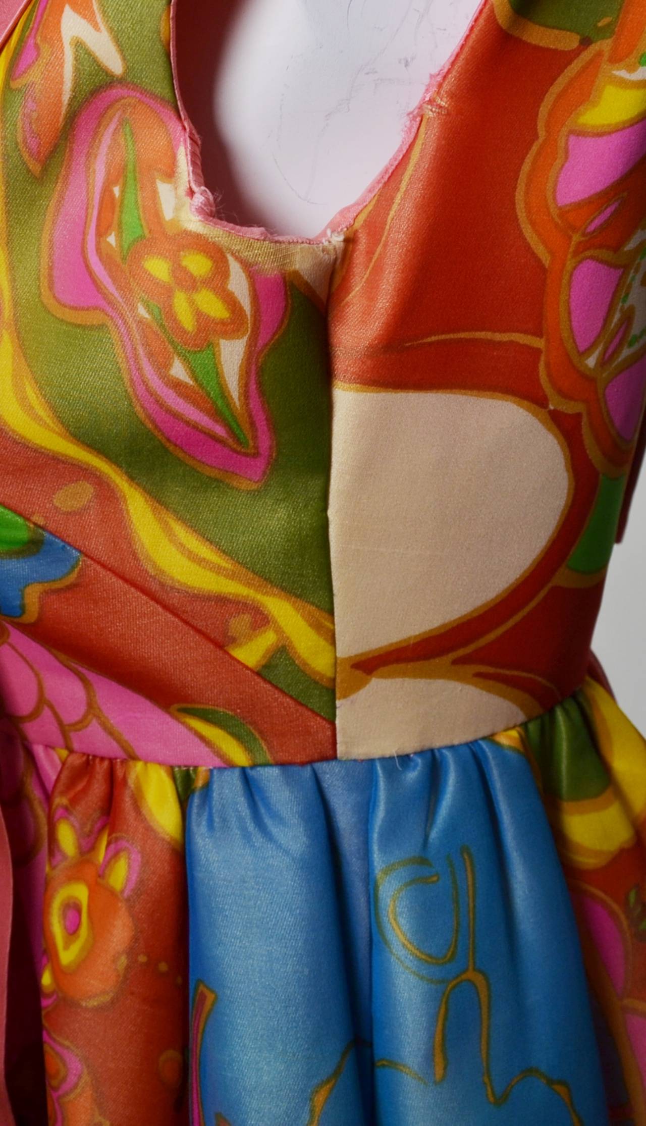Women's Silk Flower Print Maxi Dress, 1960s 