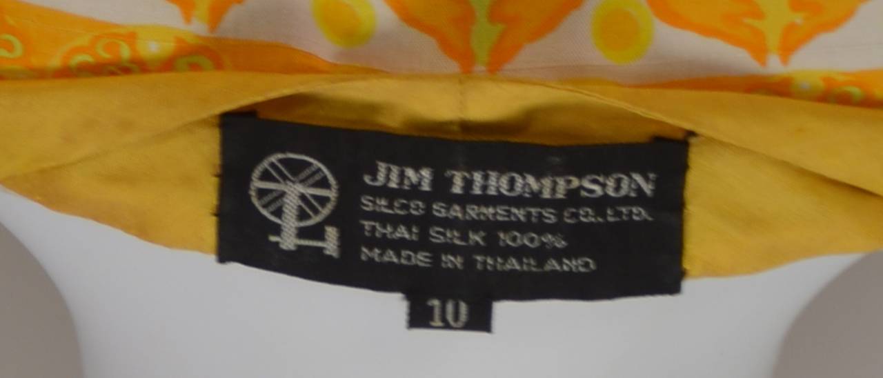 Jim Thompson Golden Yellow Thai Silk Dress, 1960s at 1stDibs | yellow ...