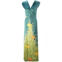 1970s Mac Tac for Leonard Sunshine Spring Print Maxi Dress 10