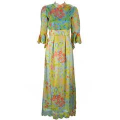 1960s Tina Leser Original Floral Print Dress 6