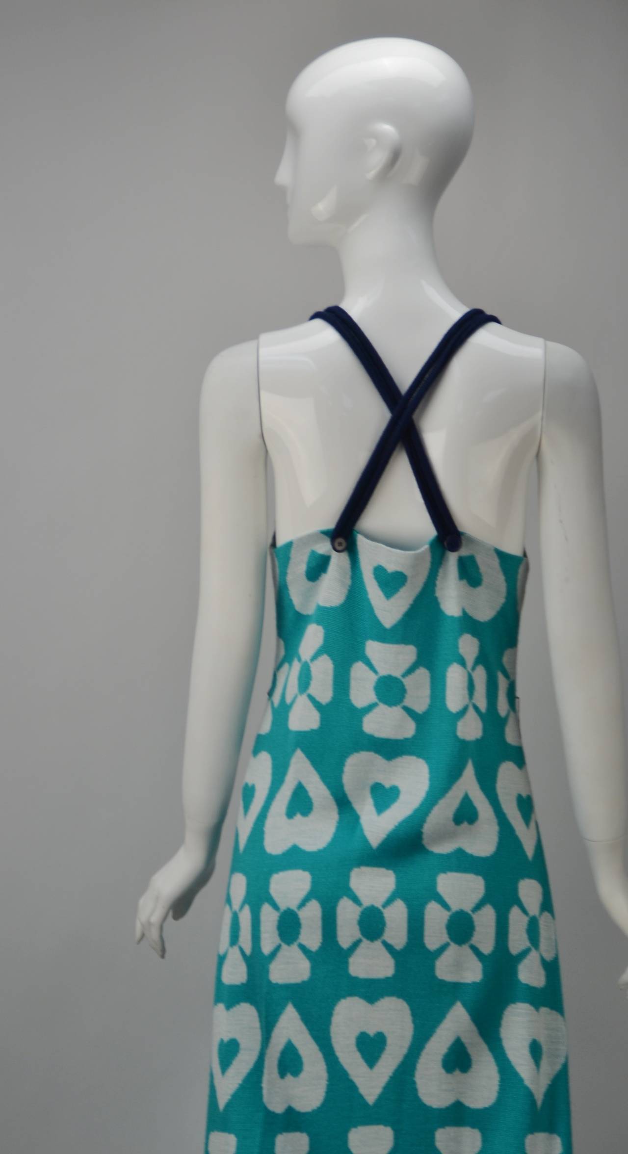 Lanvin Hearts and Flowers Print Dress, 1960s  In Excellent Condition In Houston, TX