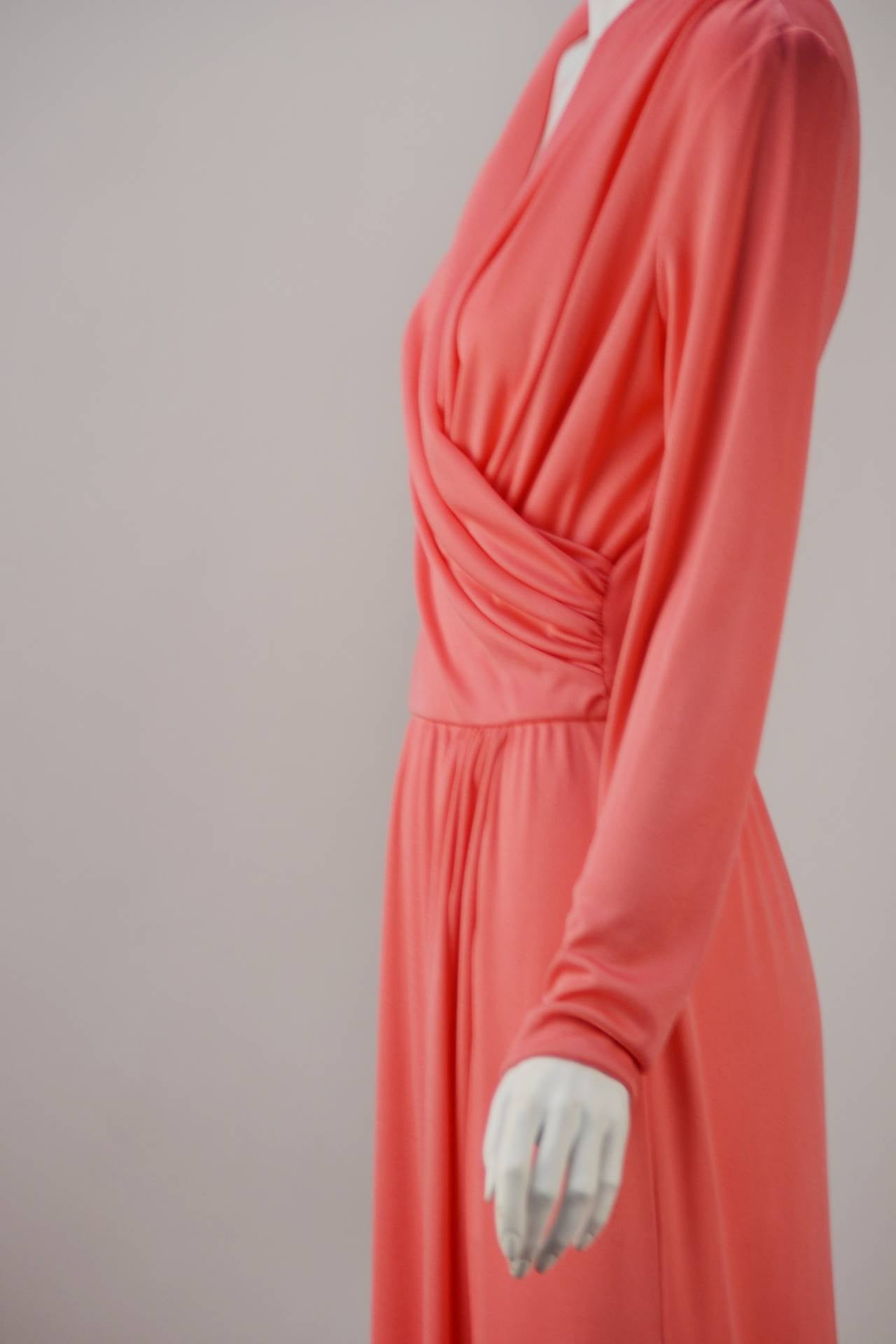 Women's 1970s Joy Stevens Bubble Gum Pink Maxi Dress