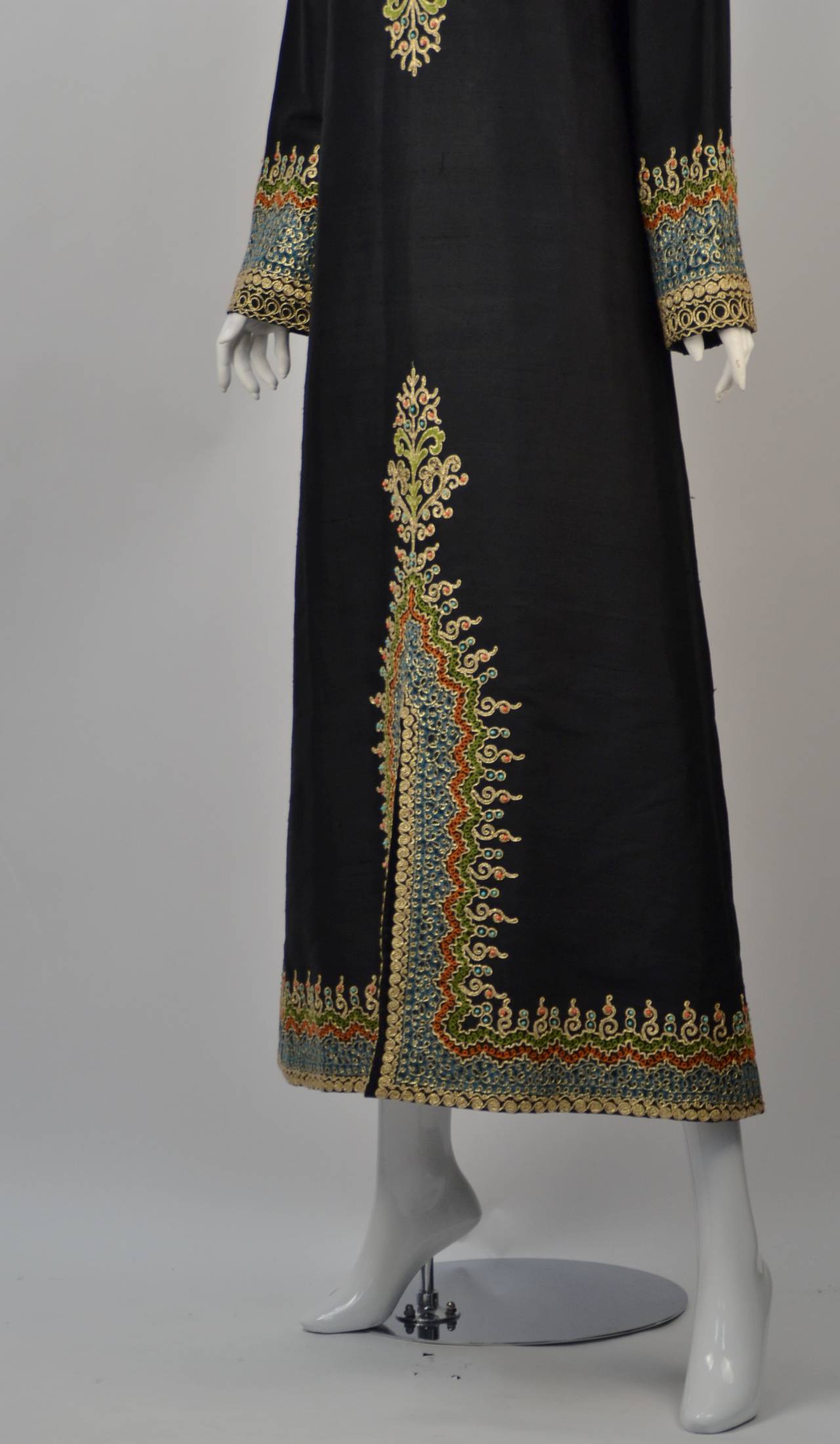 Women's Handmade Mourjana Silk Embroidered Kaftan
