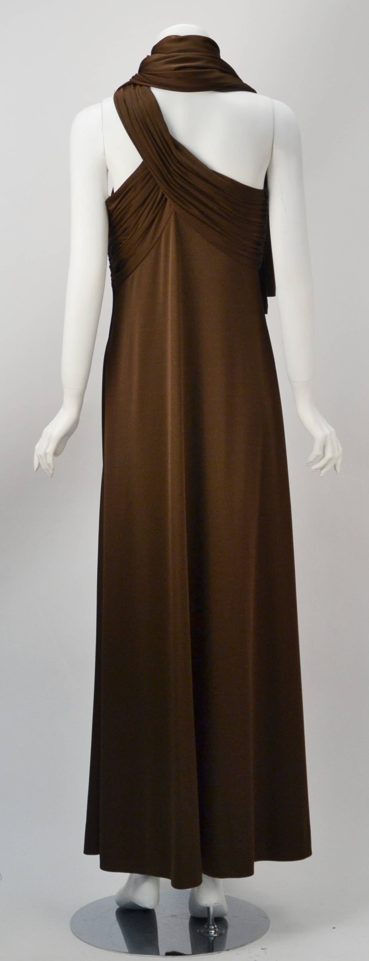 Black 1970s Estevez Espresso Evening Gown