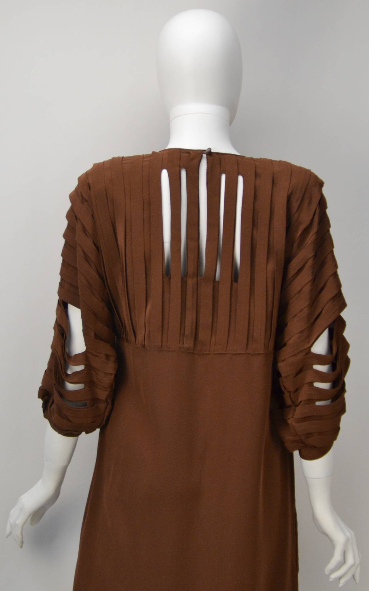 1980's Laura Biagiotti Italian Chocolate Silk Dress In Excellent Condition In Houston, TX