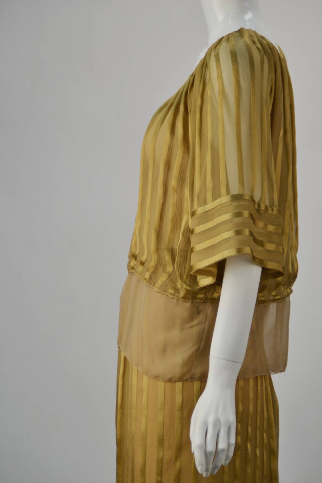 Women's 1970s Mollie Parnis Gold Sheer Ensemble For Sale