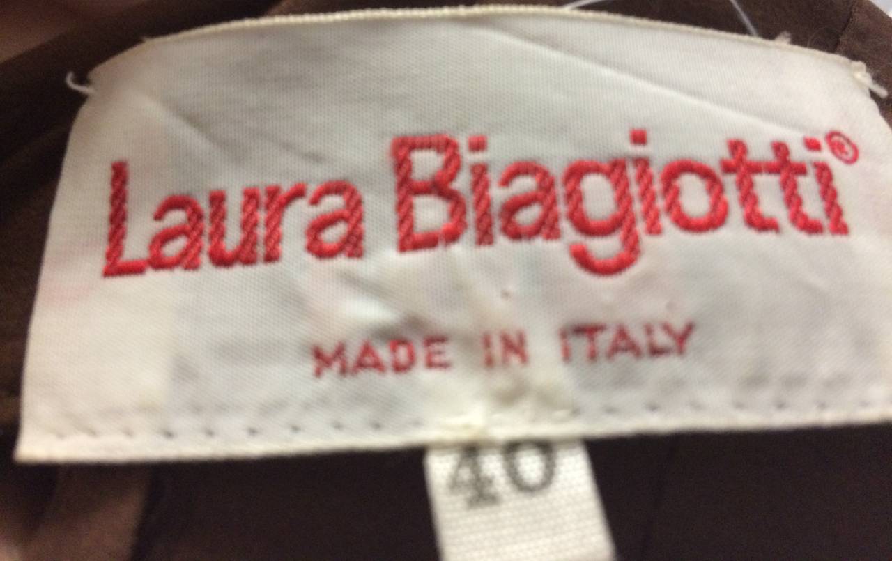 1980's Laura Biagiotti Italian Chocolate Silk Dress 2