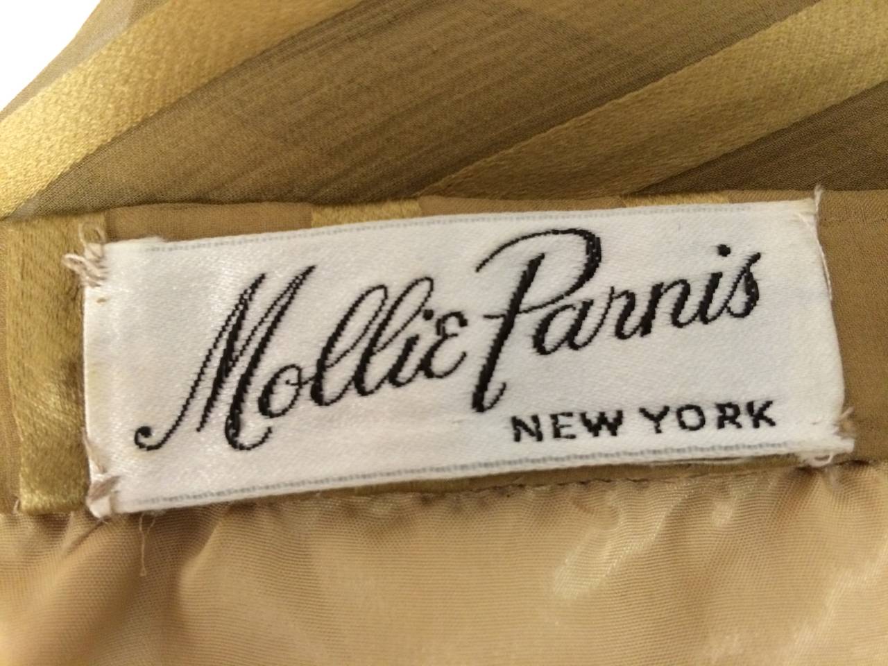 1970s Mollie Parnis Gold Sheer Ensemble For Sale 2