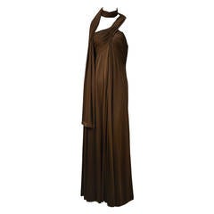 1970s Estevez Espresso Evening Gown 3