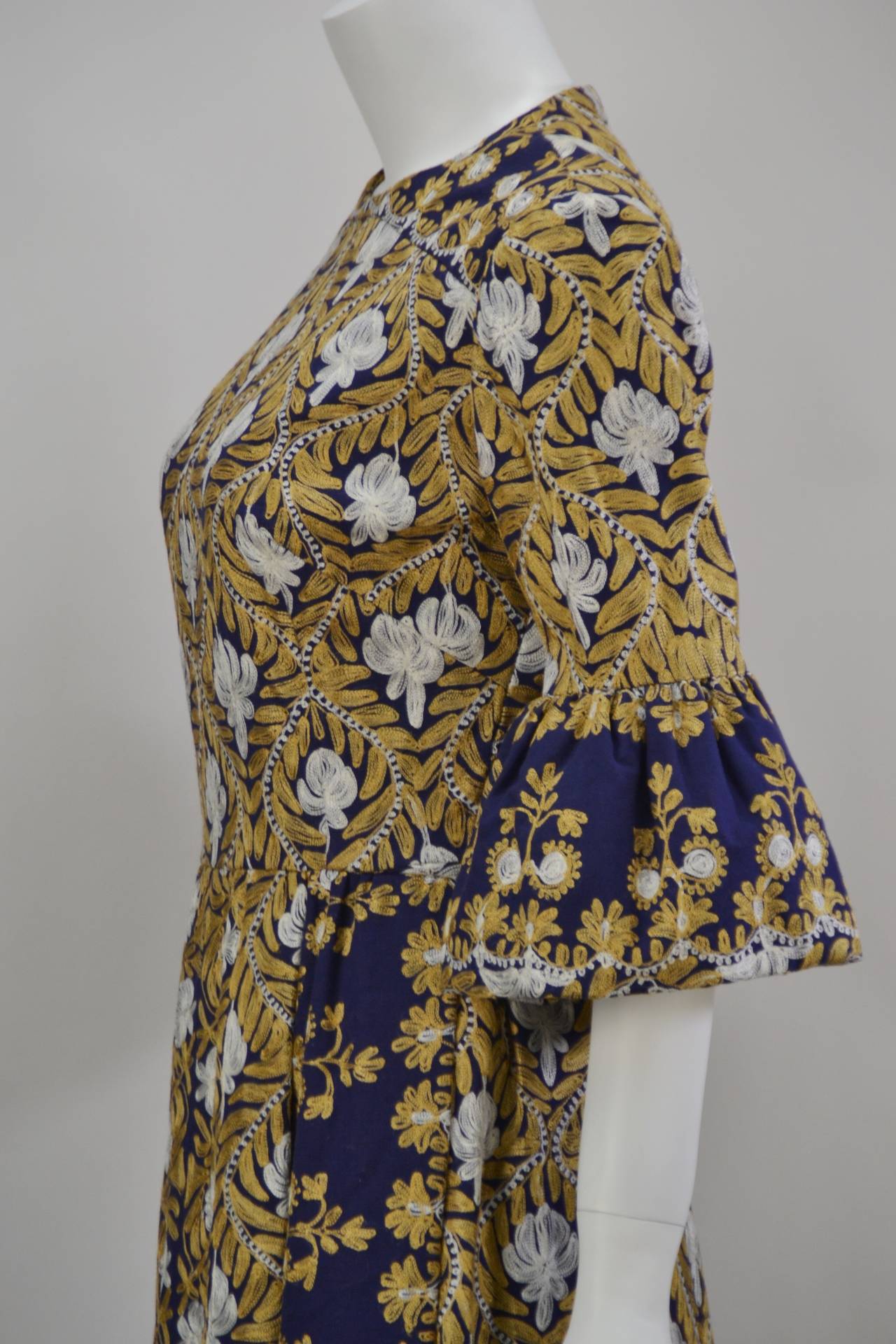 Women's 1960's Tambour Embroidered Resort Dress/Kaftan