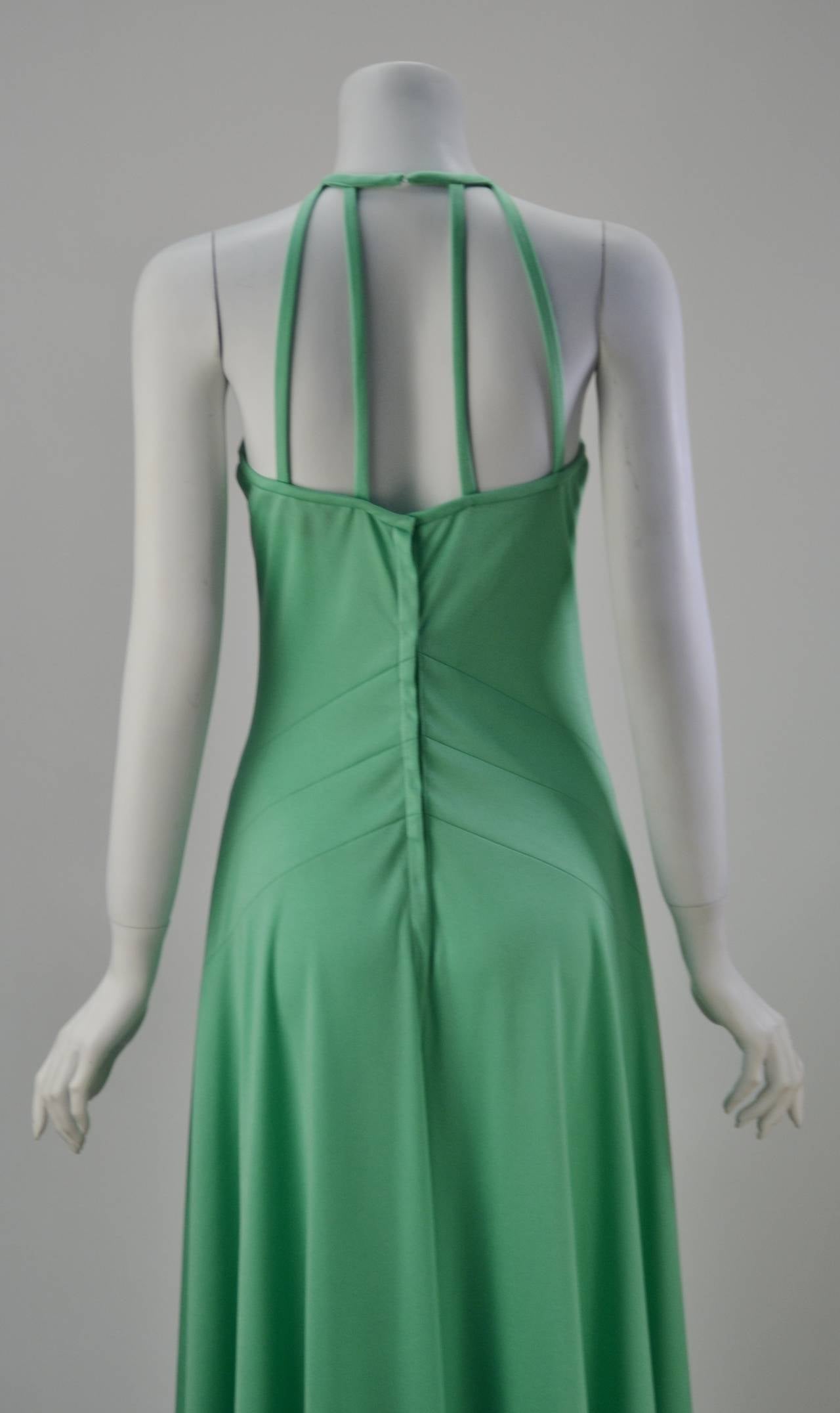 1970s Gillian Paul Mint Green Caged Strap Dress In Excellent Condition In Houston, TX