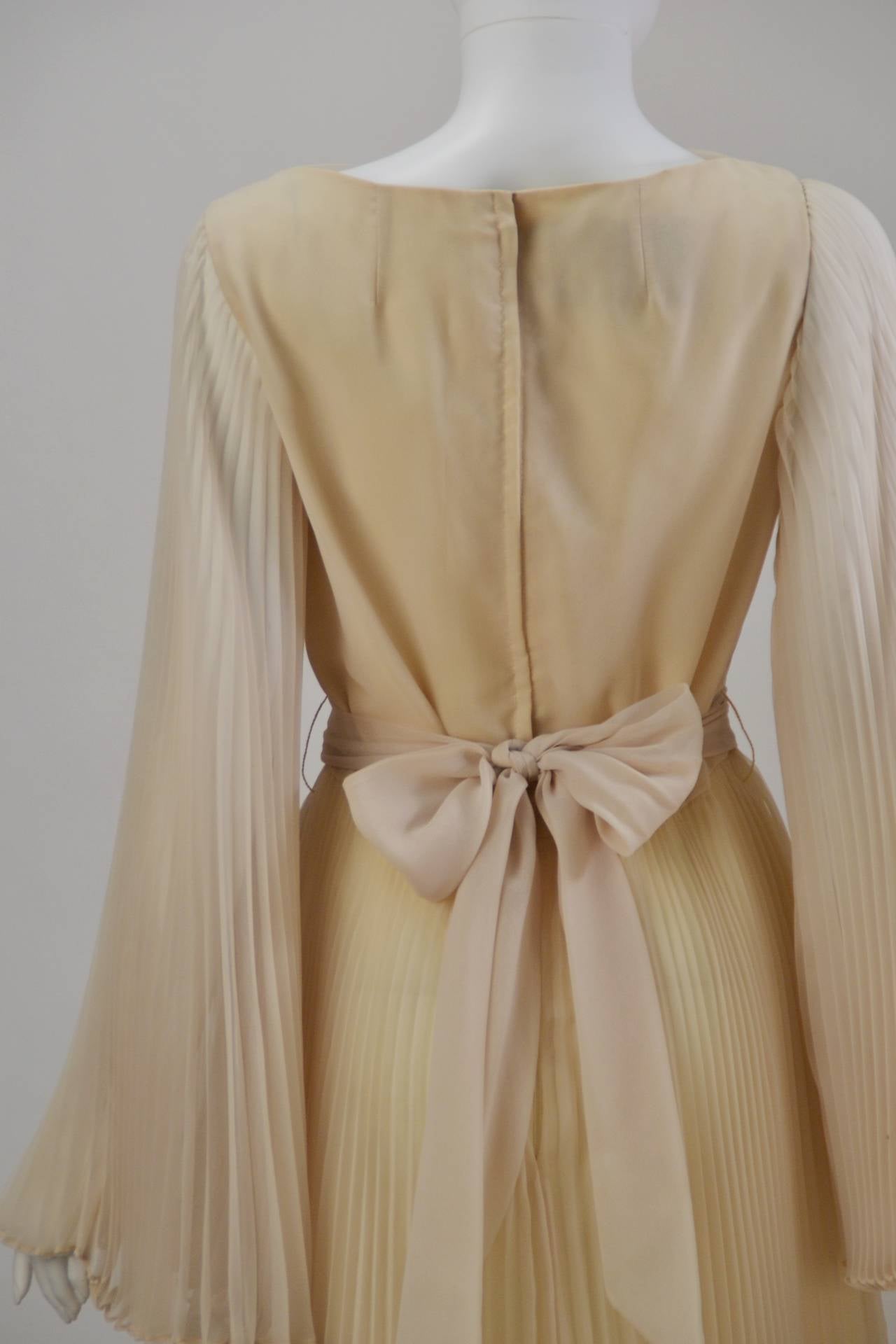 Women's 1970s Mollie Parnis Sheer Pleated Dress