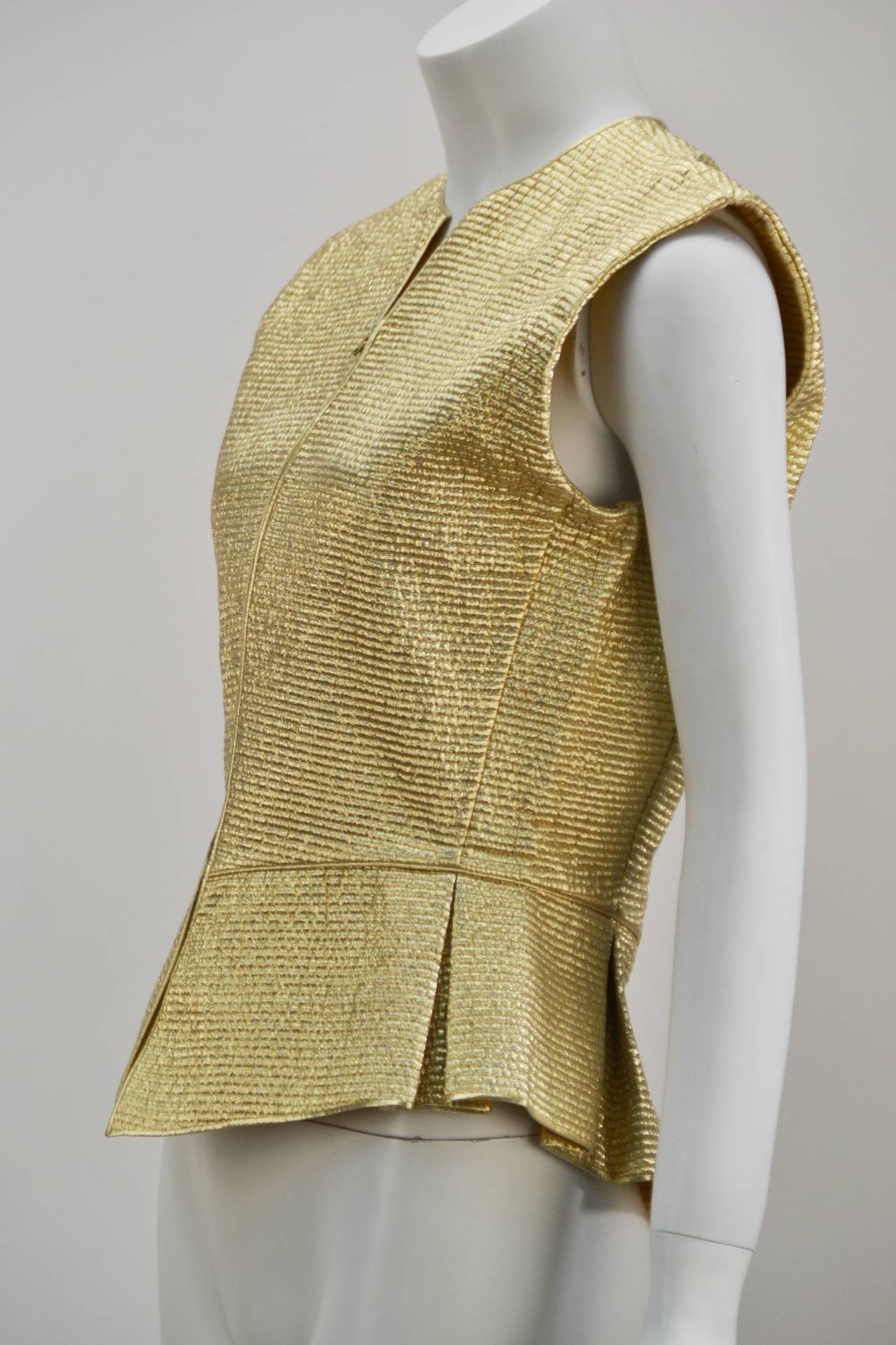 Women's 1980s Mary McFadden Gold Peplum Vest