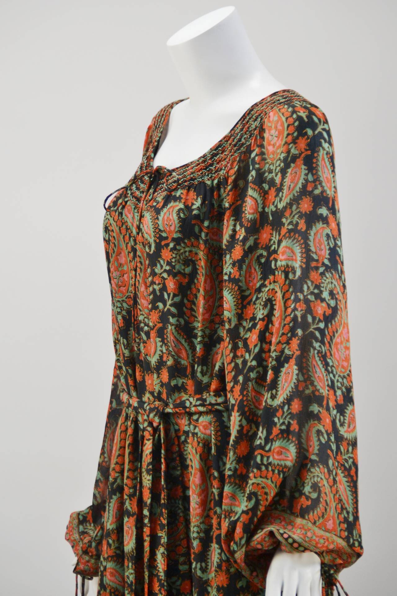 Women's 1970s Treacy Lowe Paisley Peasant Dress