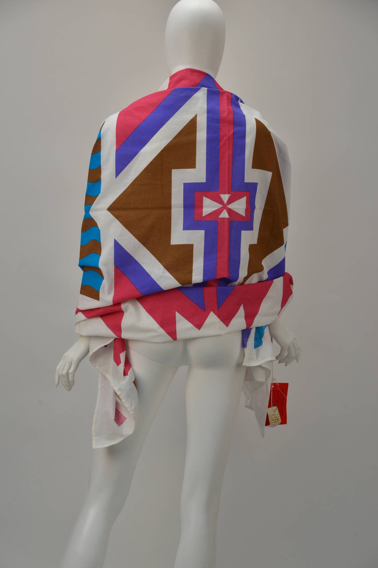 1980s Michaele Vollbrach Color Blocked Pareo/Scarf In Excellent Condition In Houston, TX