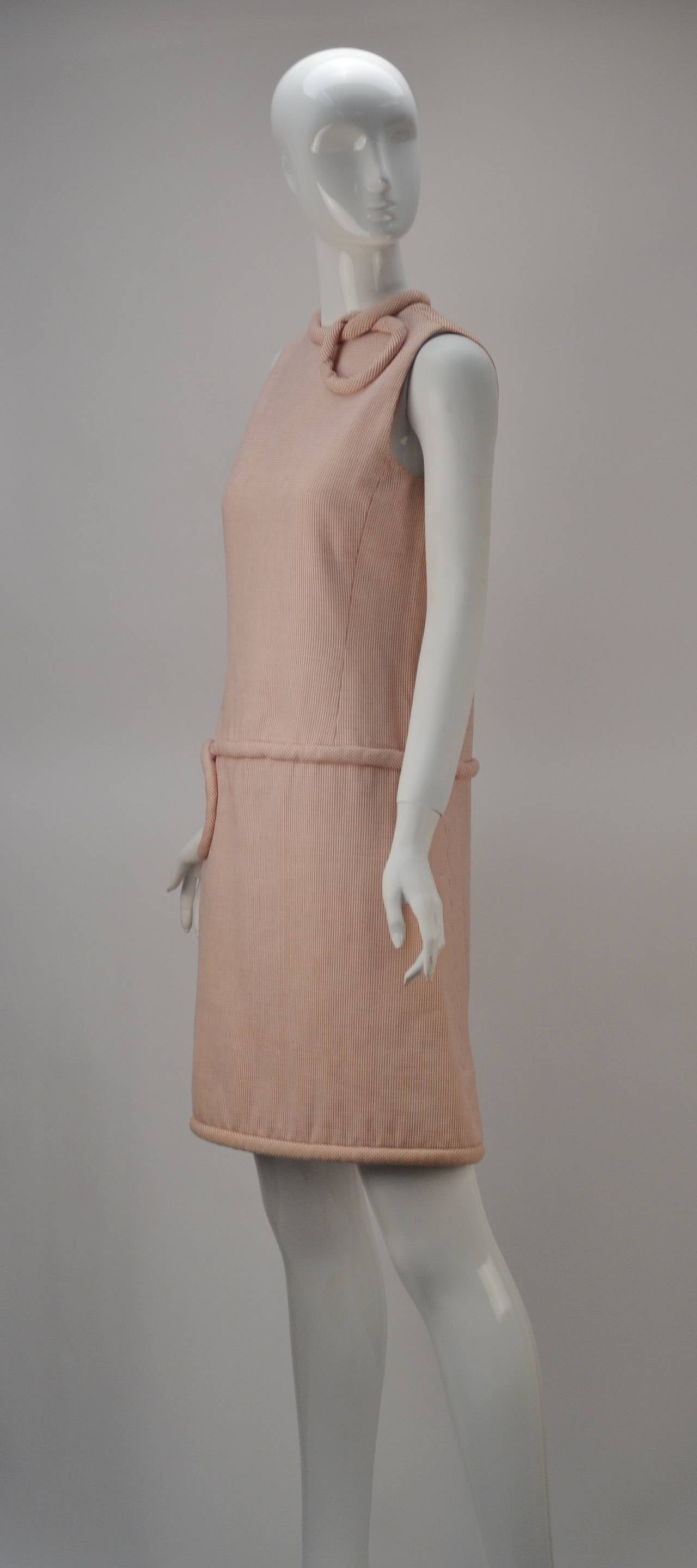 Artistic details and understated print and color are cause for rarity to this classic mod A-Line dress by Pierre Cardin in the late 60's!  We at Mrs. Couture have never seen anything like this in our years of collecting and searching through