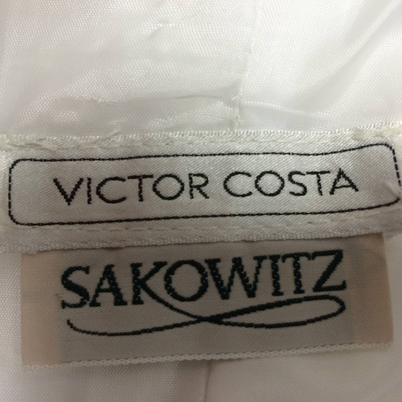 1985 Victor Costa Textured Cotton Strapless Dress 1