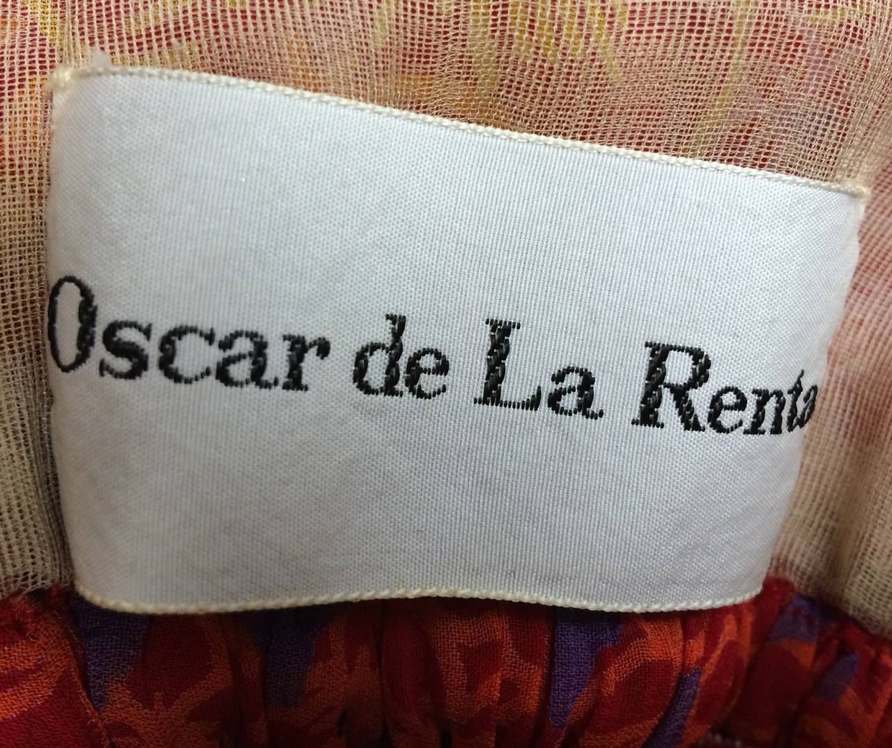 Late 60's Oscar De La Renta Embroidered Print Maxi Dress 3