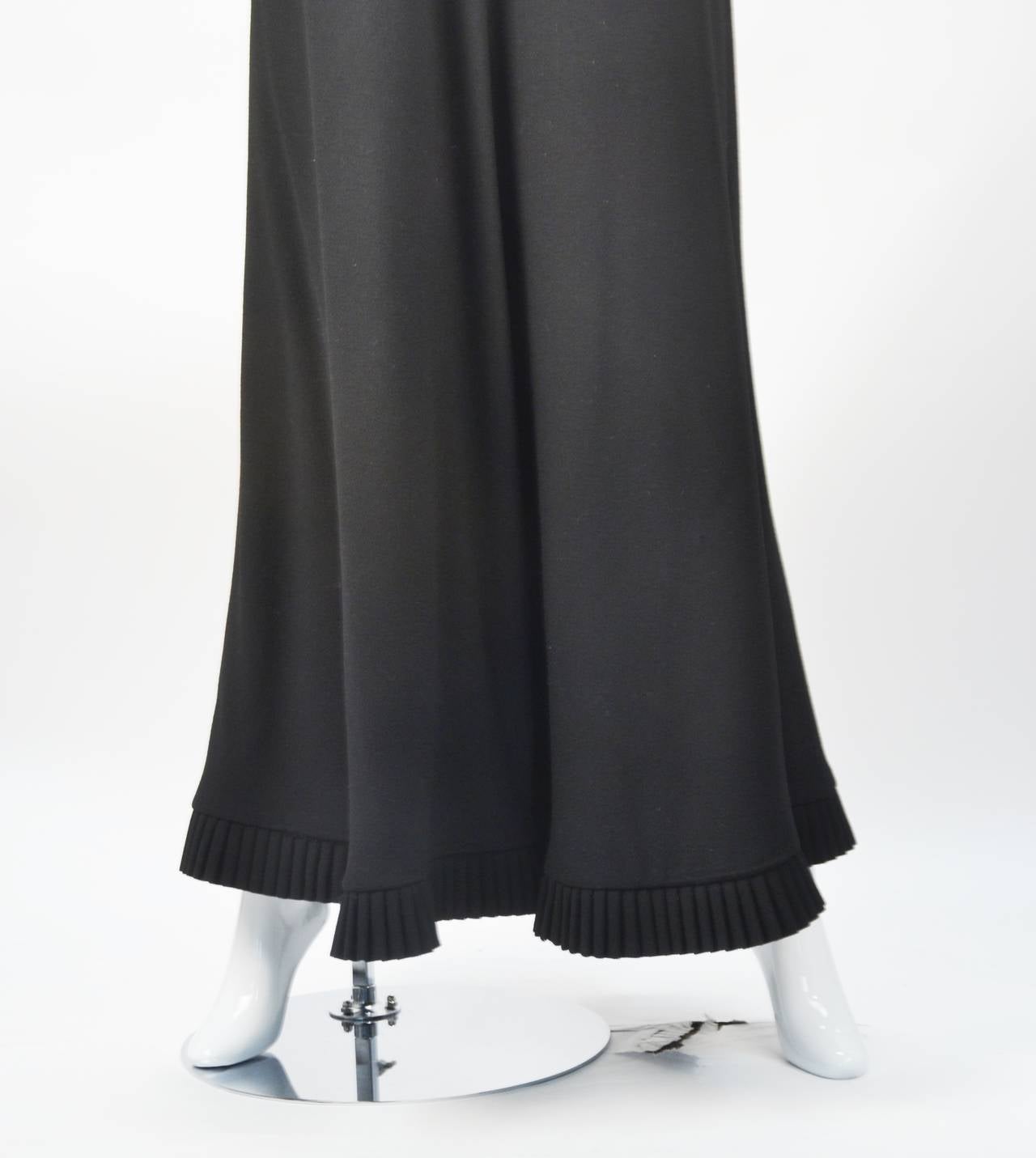 1960s House of Cardinali Black Wool Backless Gown with Bolero For Sale 2