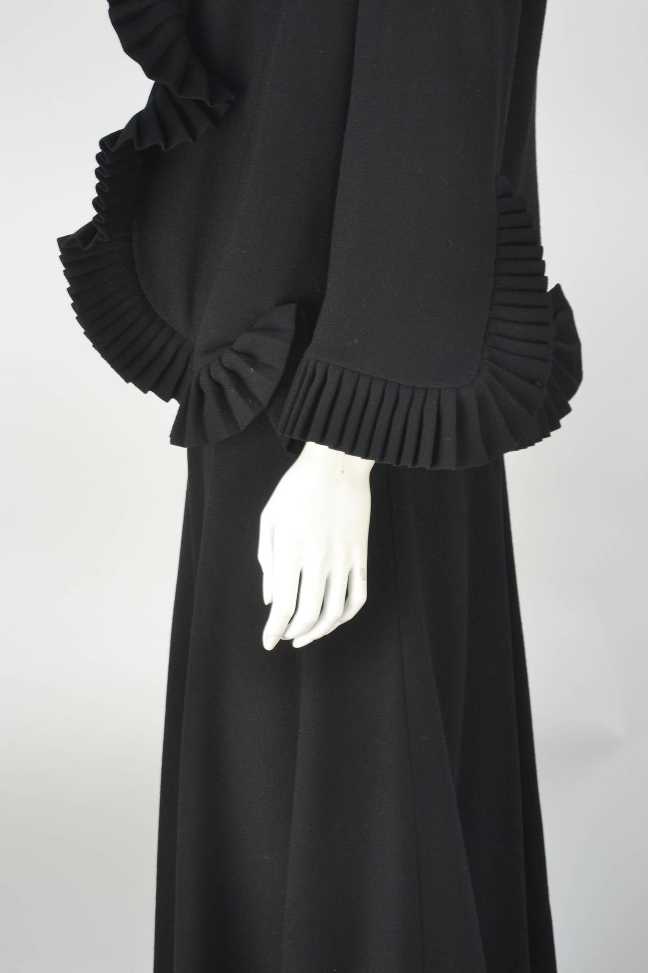 1960s House of Cardinali Black Wool Backless Gown with Bolero For Sale 3