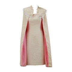 1960s Mr. Blackwell Ivory Textured Dress with Cape 12