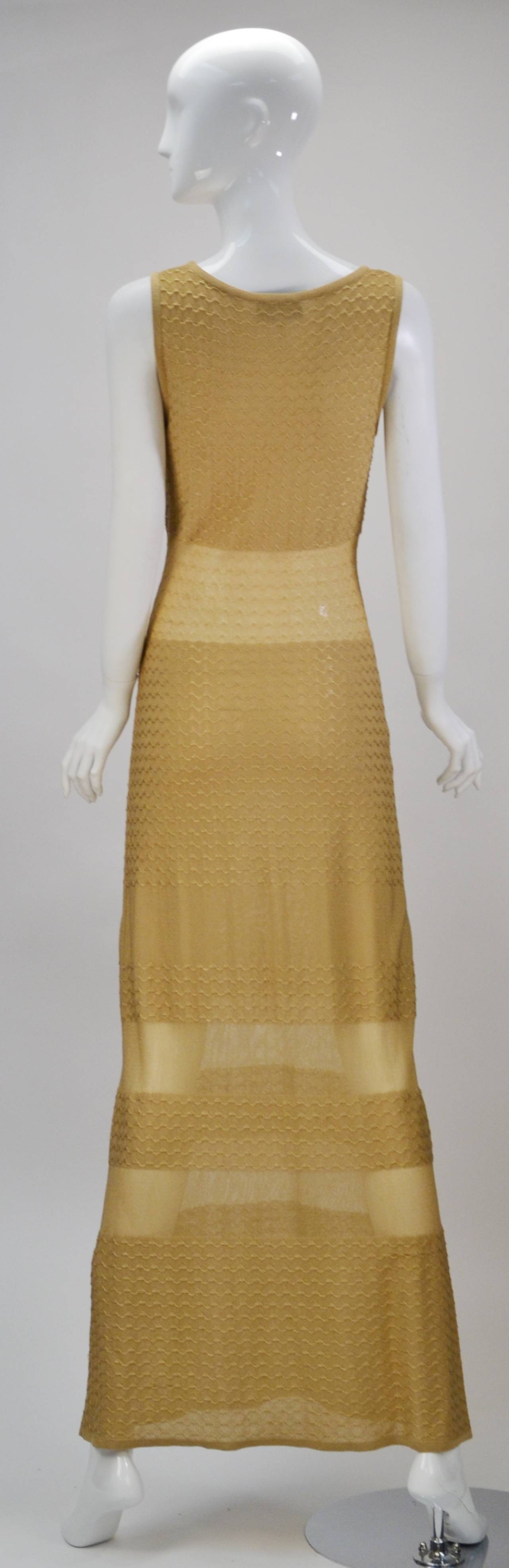 Brown 1980s Fendi Gold Sheer Panel Dress